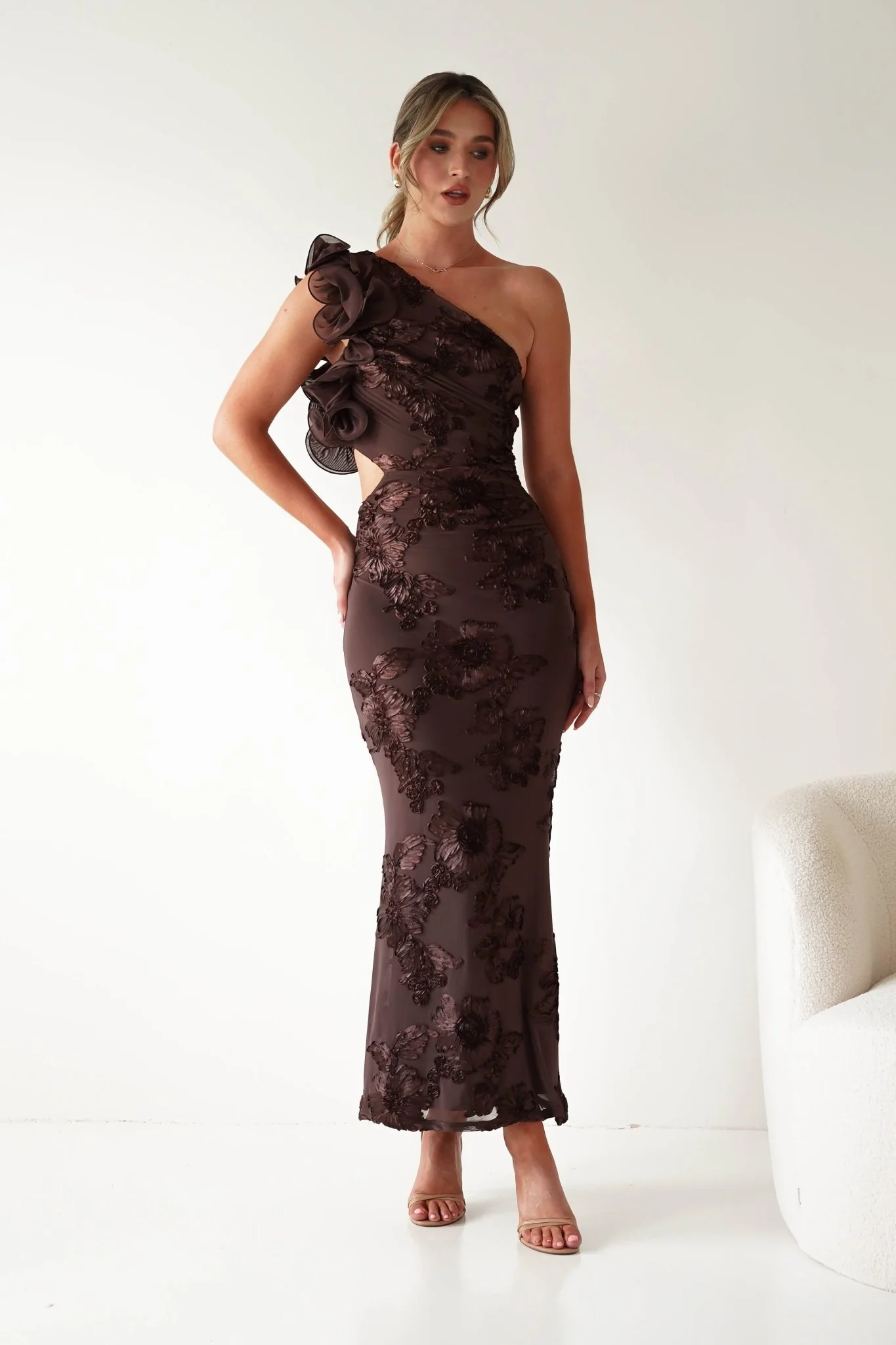 Sydney Bodycon Maxi Dress | Brown Textured