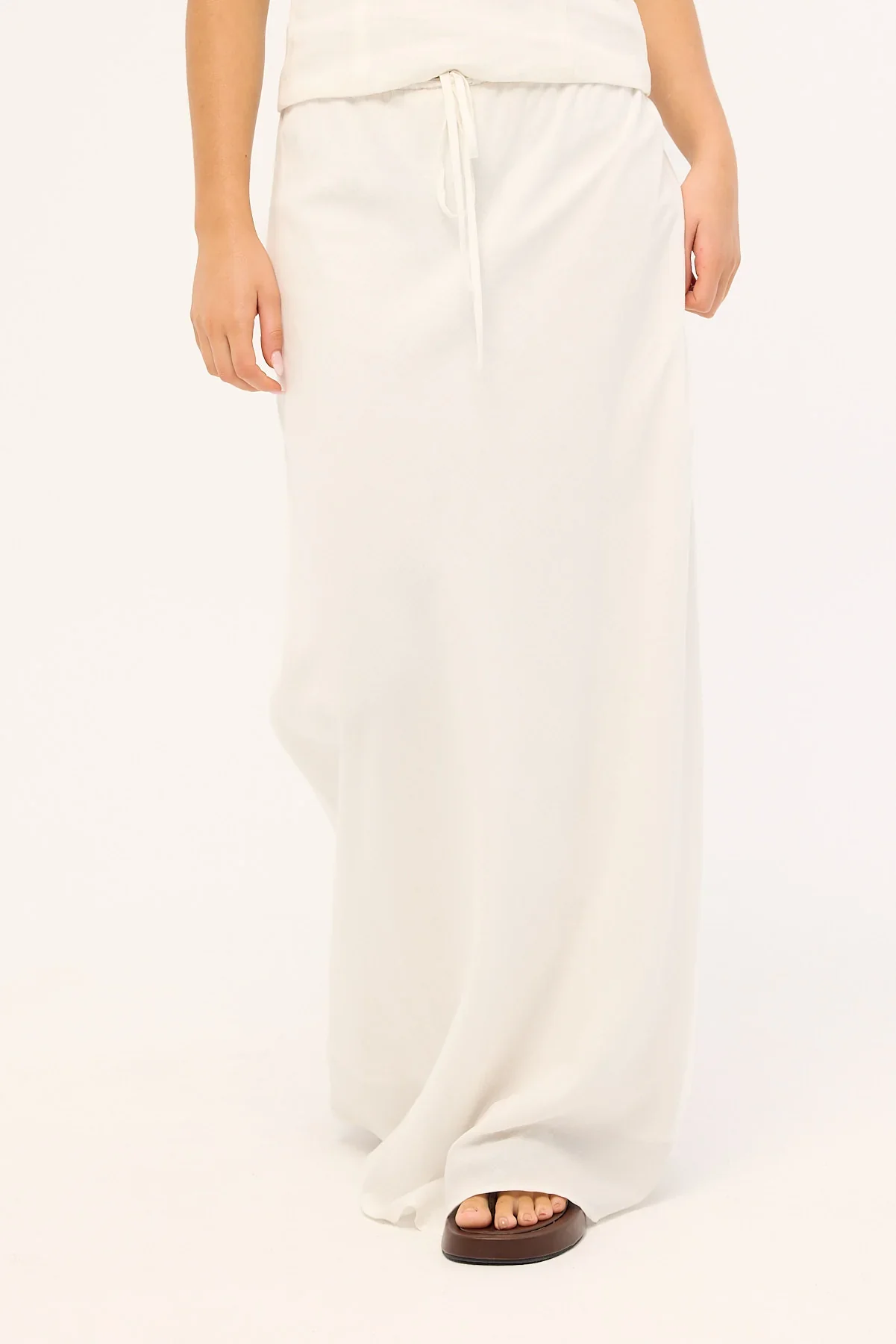 Luck & Trouble Malibu Linen Maxi Skirt White