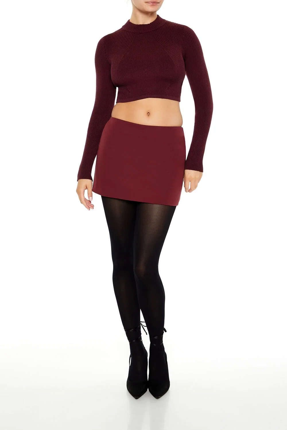 Cropped Mock Neck Sweater