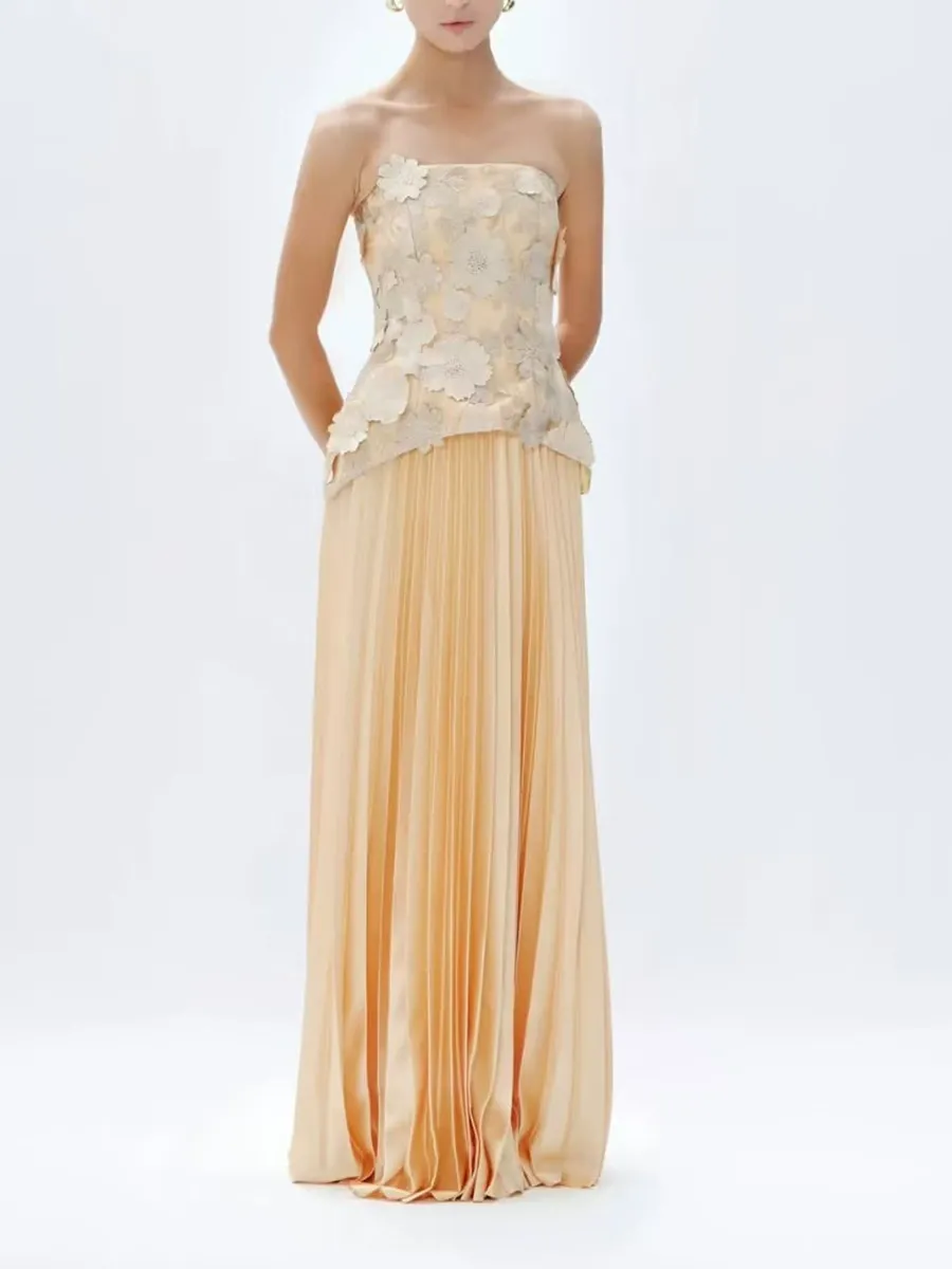 Haley Sleeveless Folds Maxi Dress