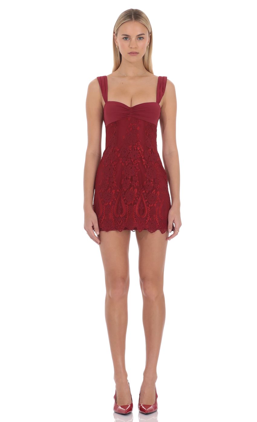 Lace Mini Dress in Red - luluinthesky