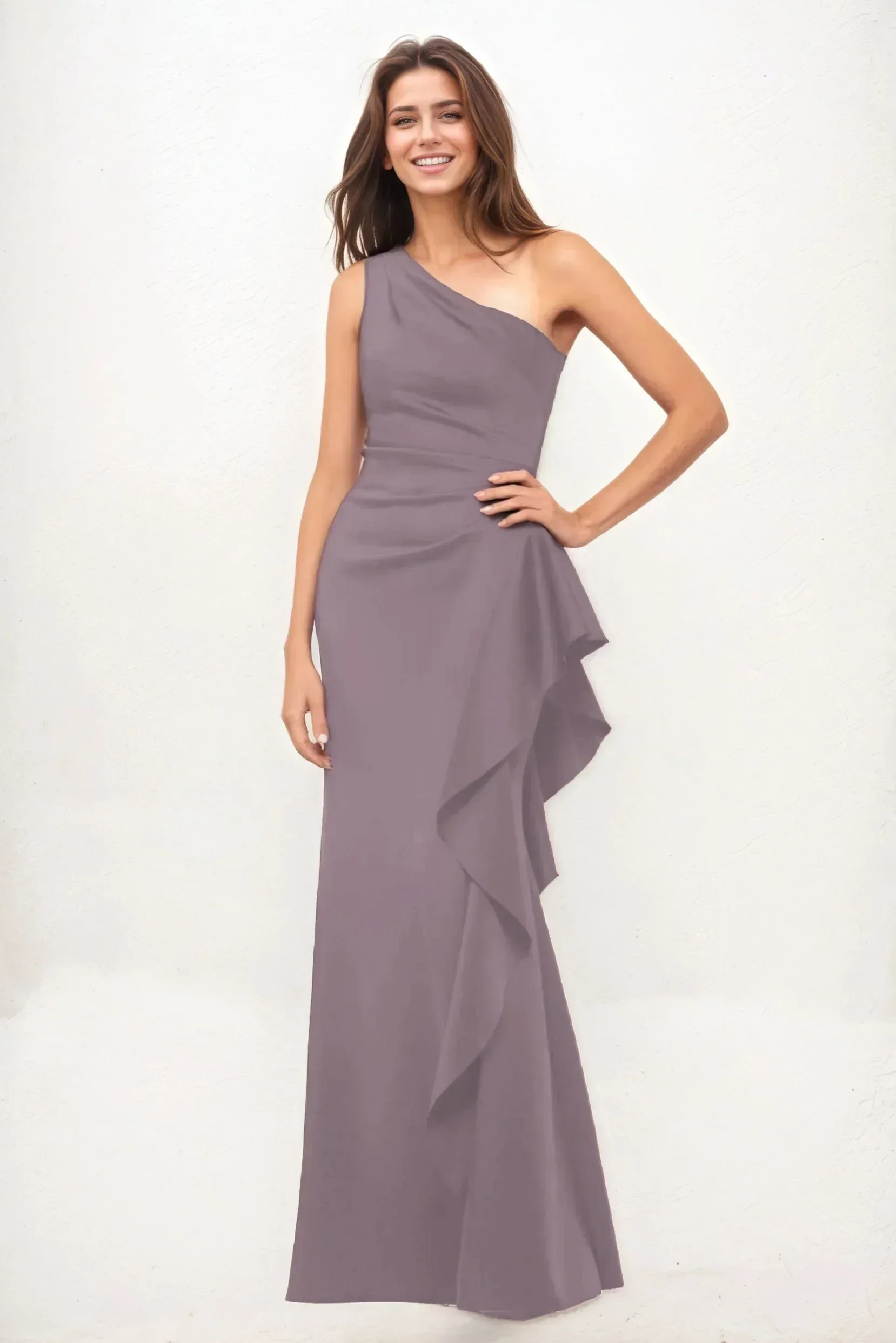 Sheath-Column Maxi Luxe Satin Wedding Guest Dress CG0287