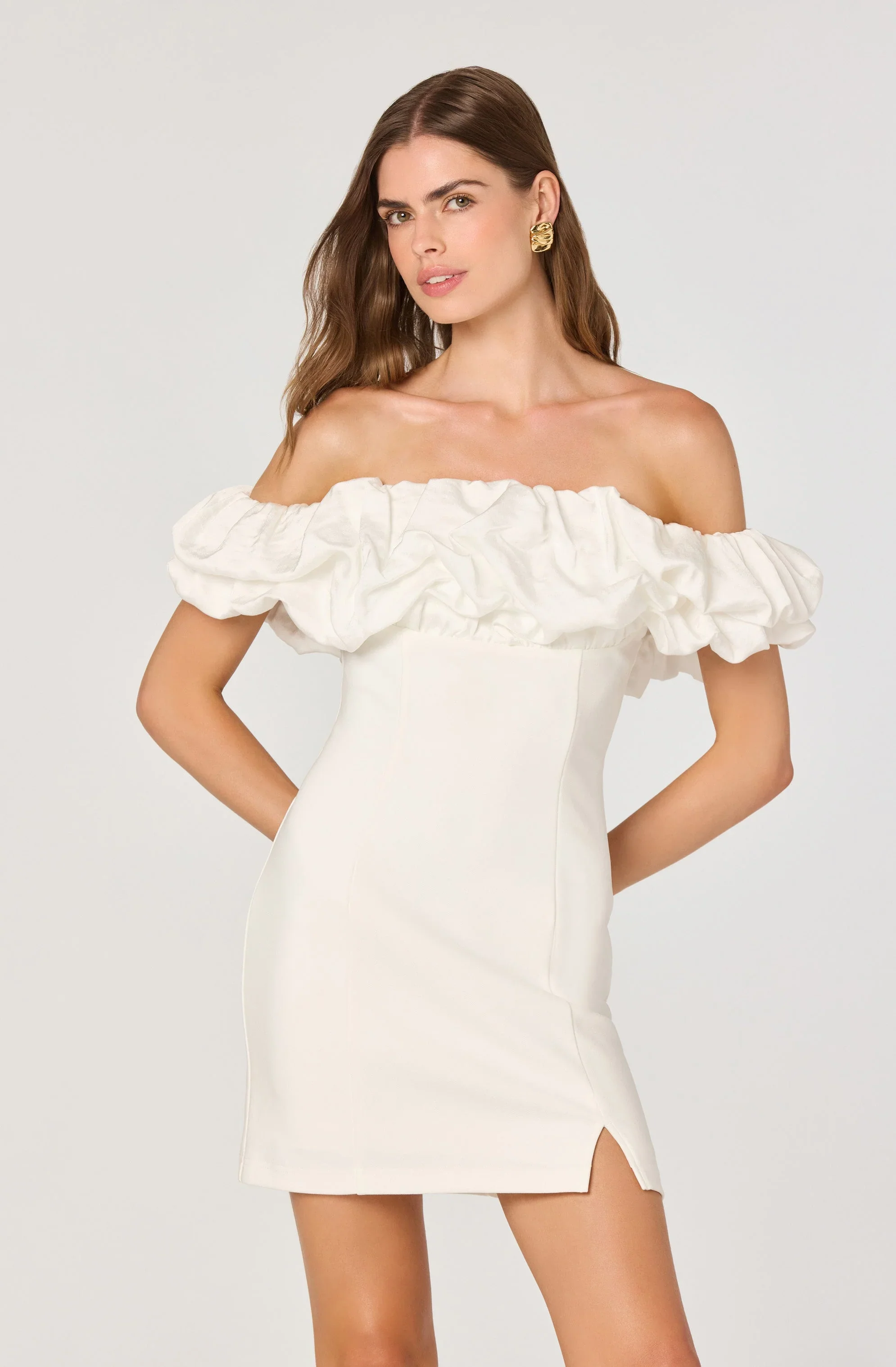 Ruffle Strapless Off Shoulder Dress