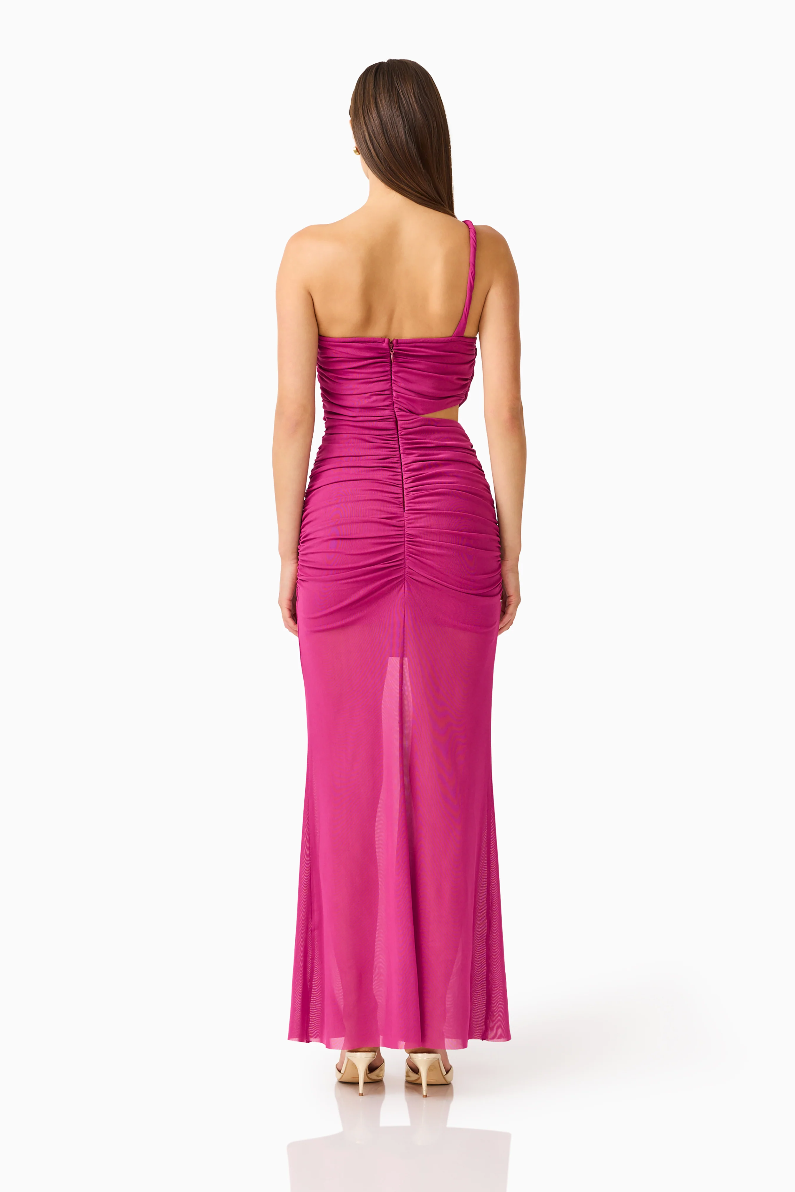CURAAE Azura One Shoulder Maxi Dress in Magenta Pink