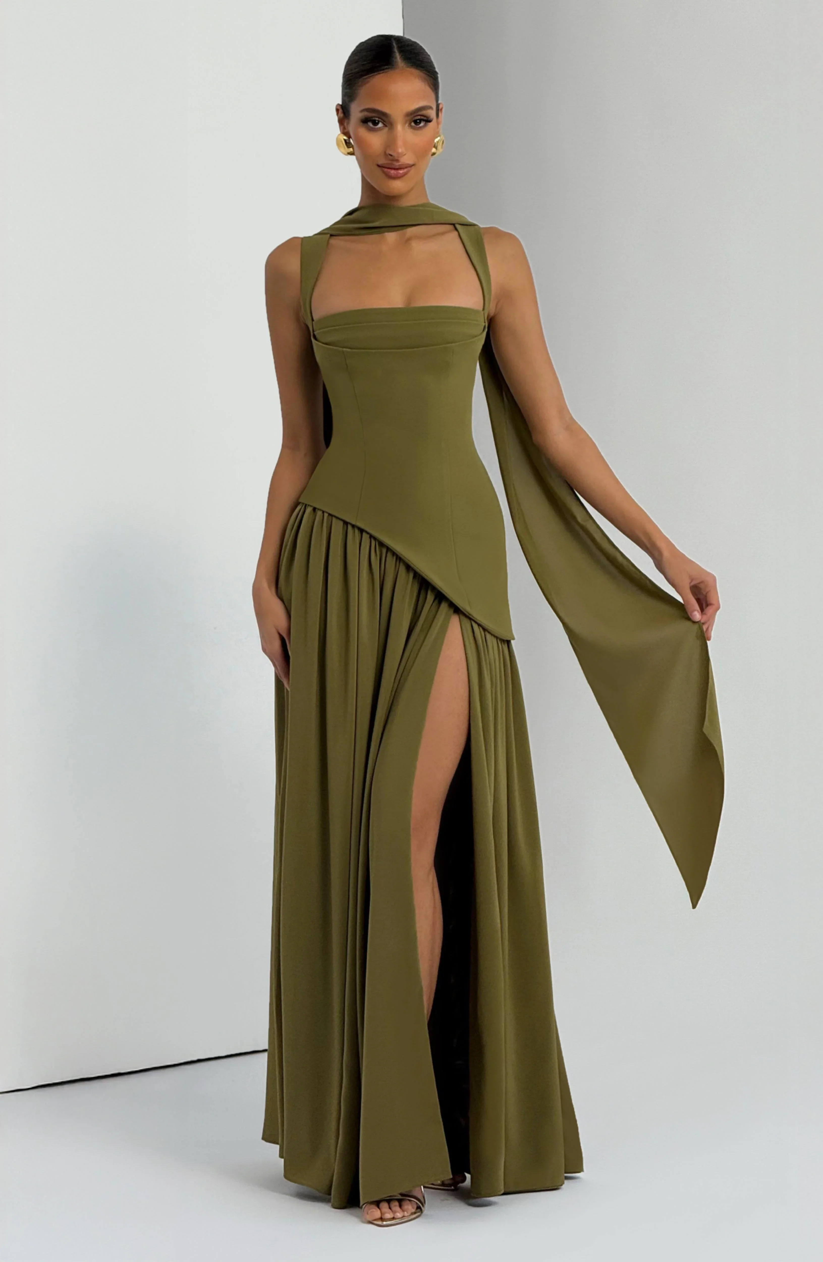Tullulah Maxi Dress - Deep Olive - luluinthesky