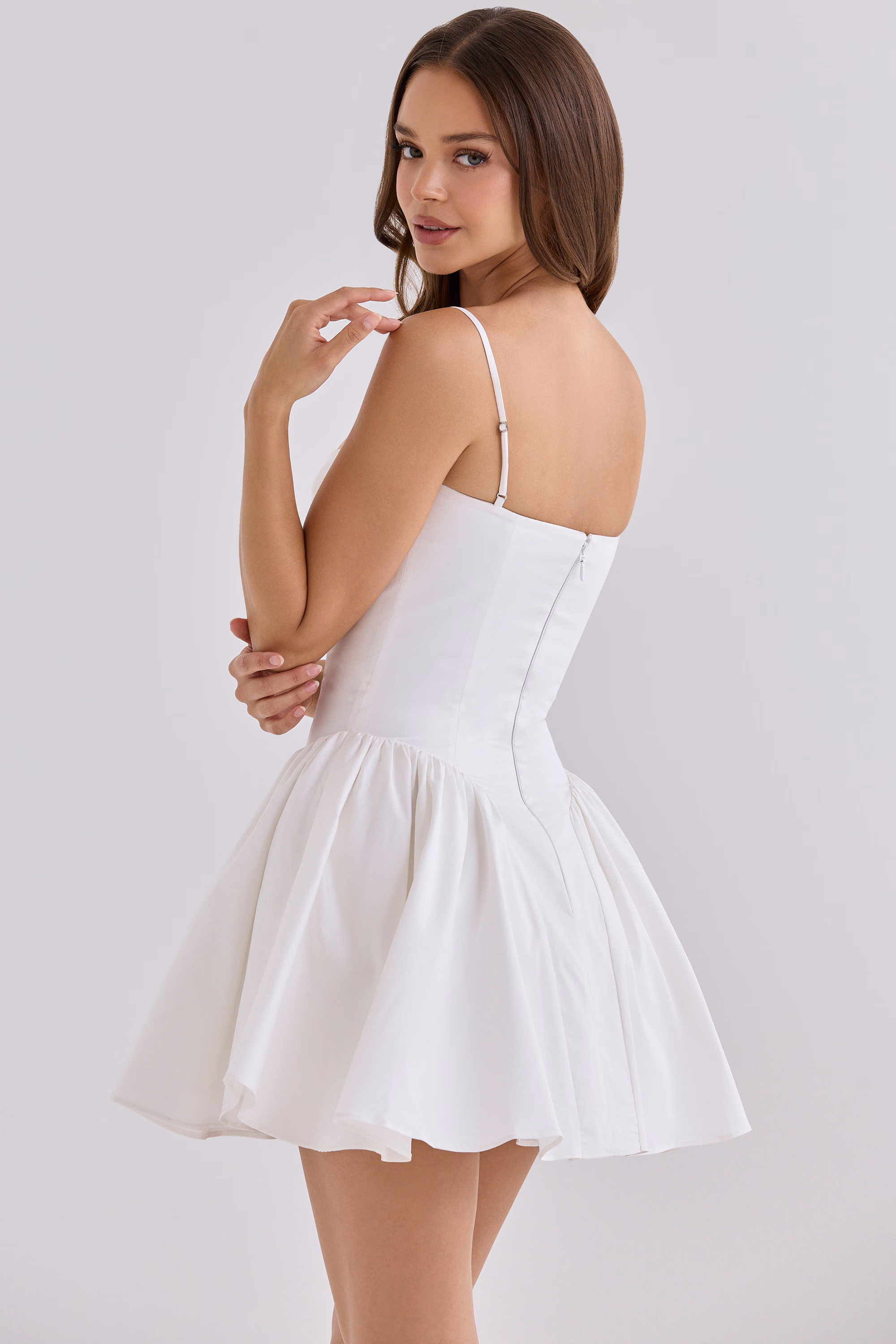 White Cotton Corset Mini Dress