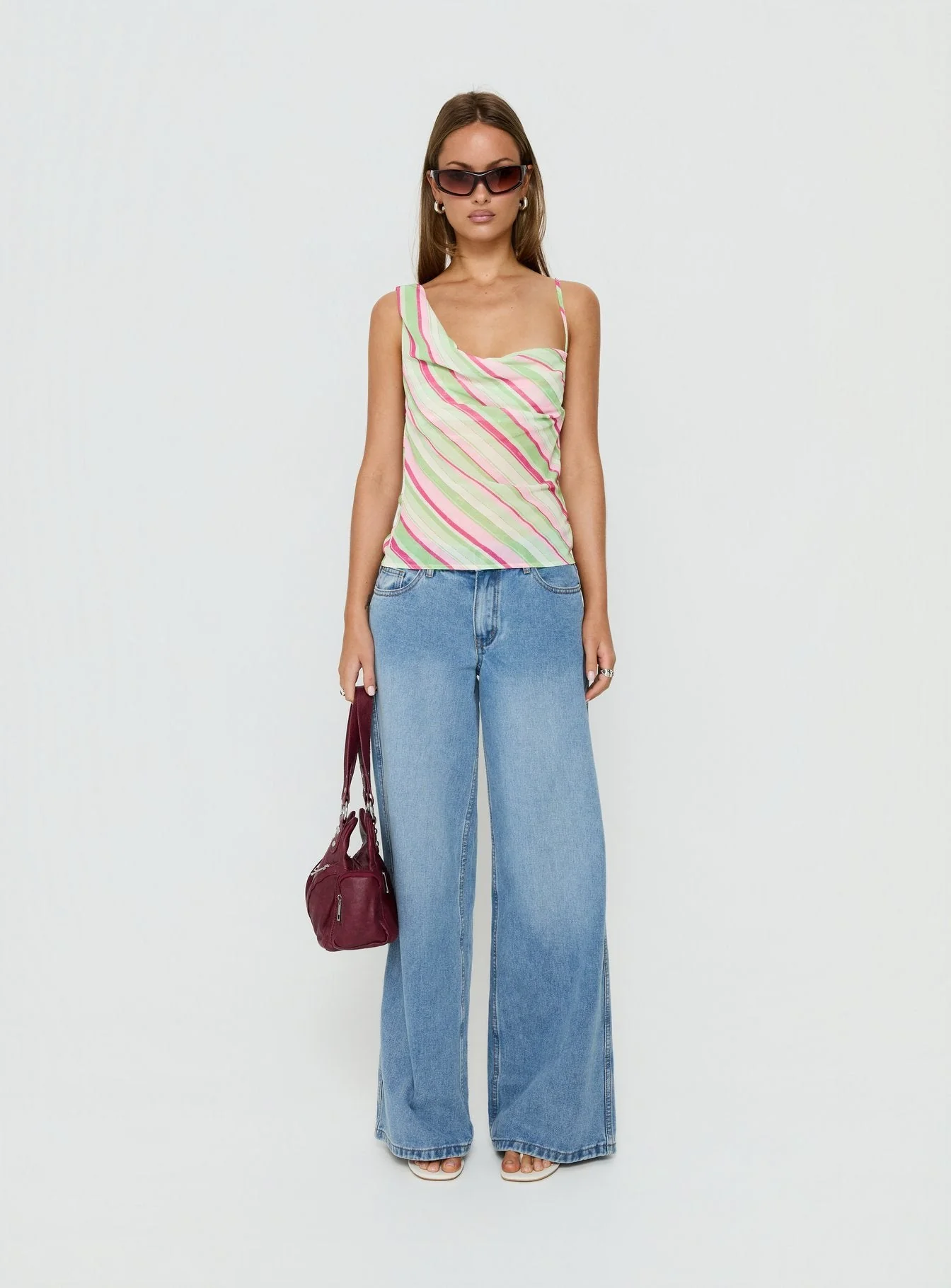 Winding Roads Layered Asymmetrical Top Multi Stripe