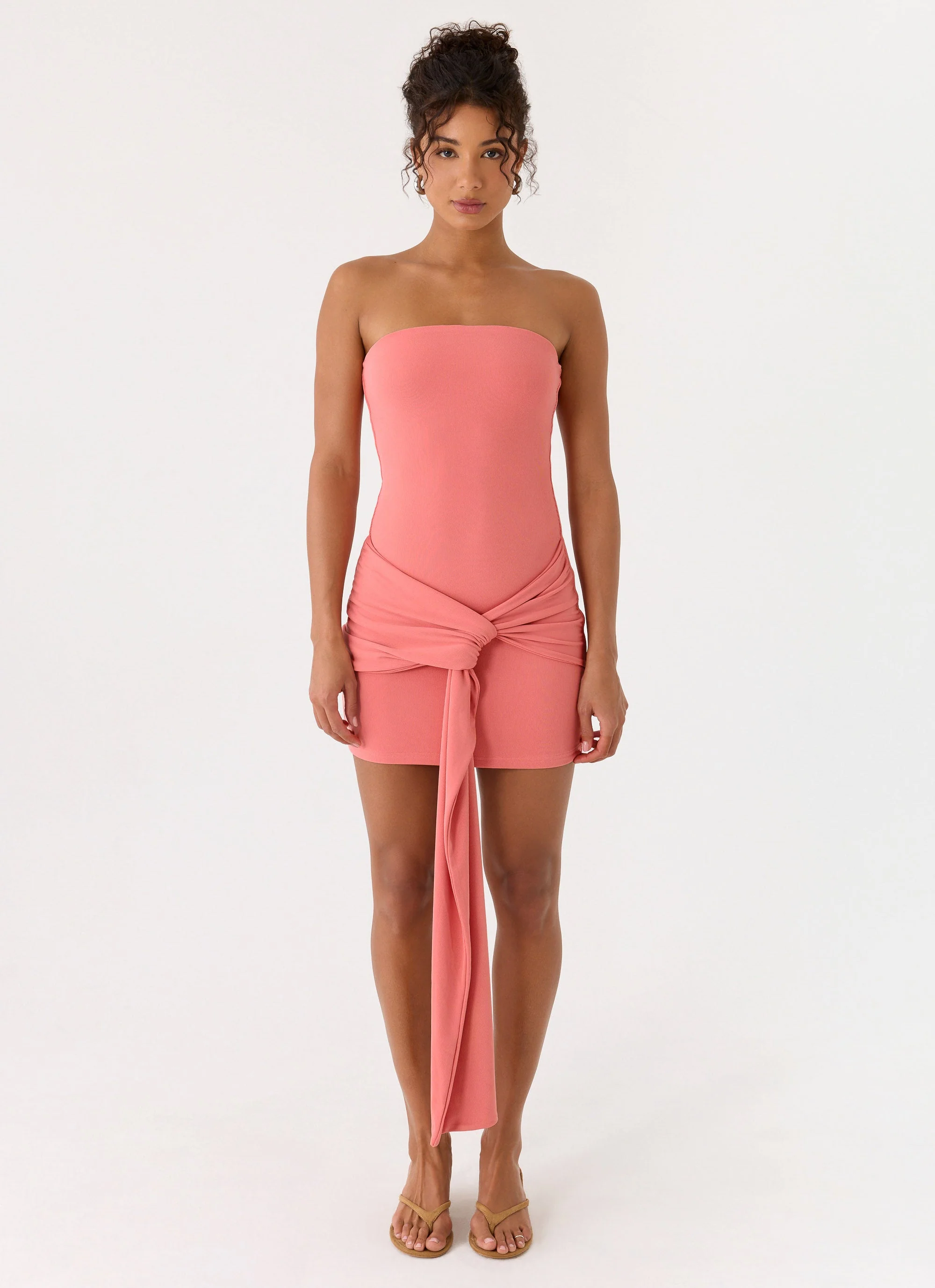 Jiliana Strapless Mini Dress - Coral