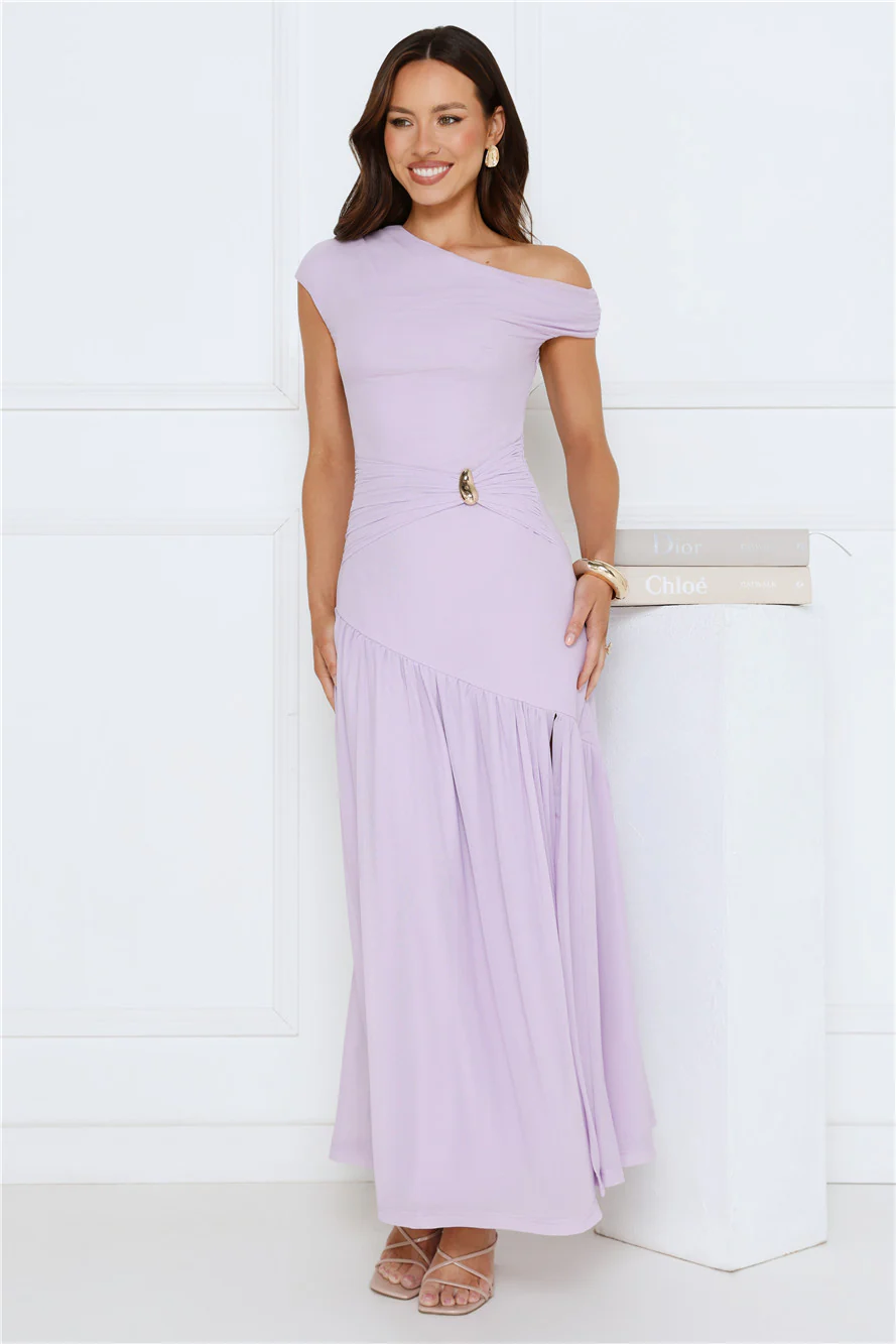 Own Your Moment One Shoulder Maxi Dress Purple