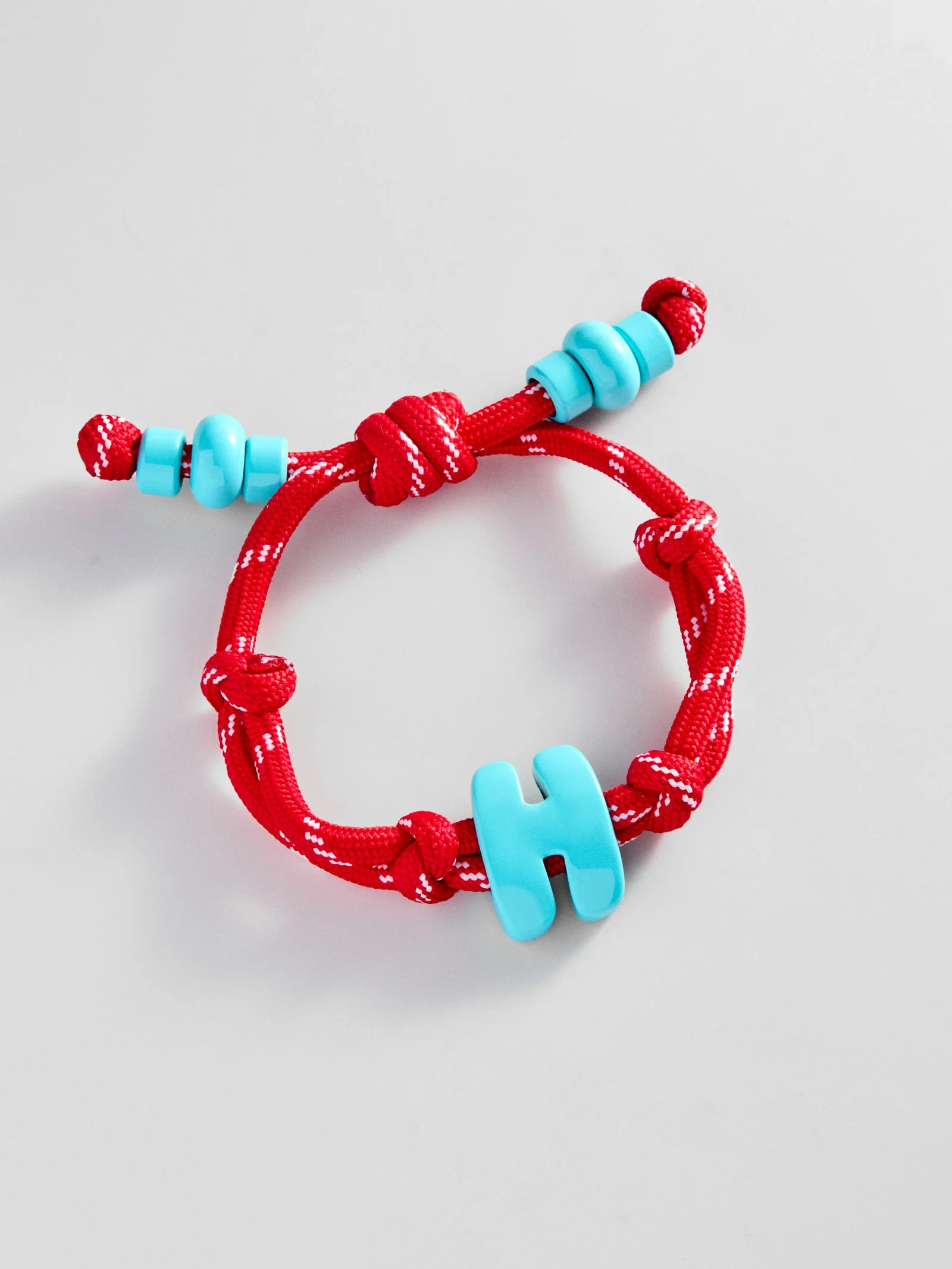 Knotty Enamel Initial Custom Bracelet - Red/Blue Single Letter