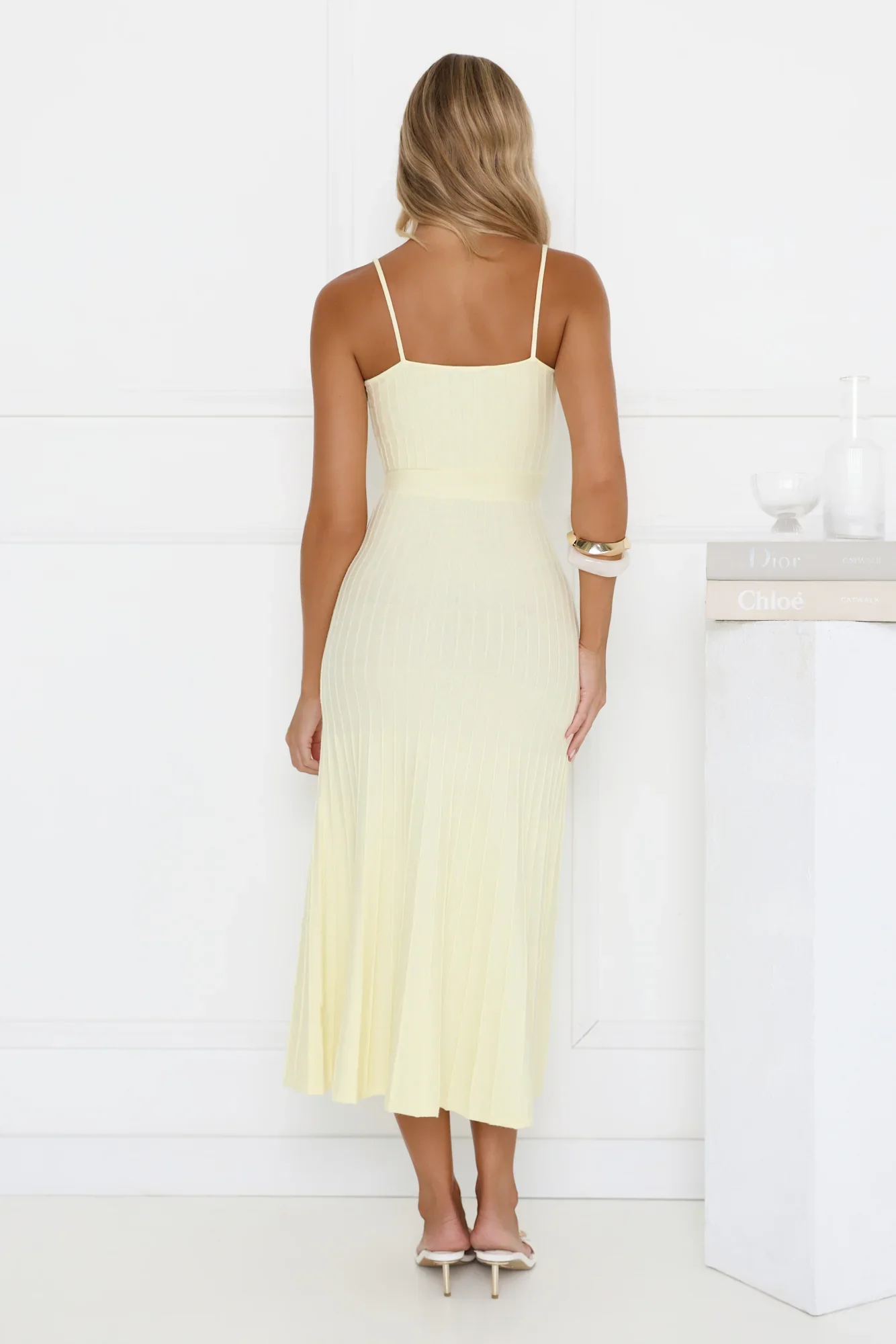 Tennis Club Knit Pleated Midi Dress Yellow - luluinthesky