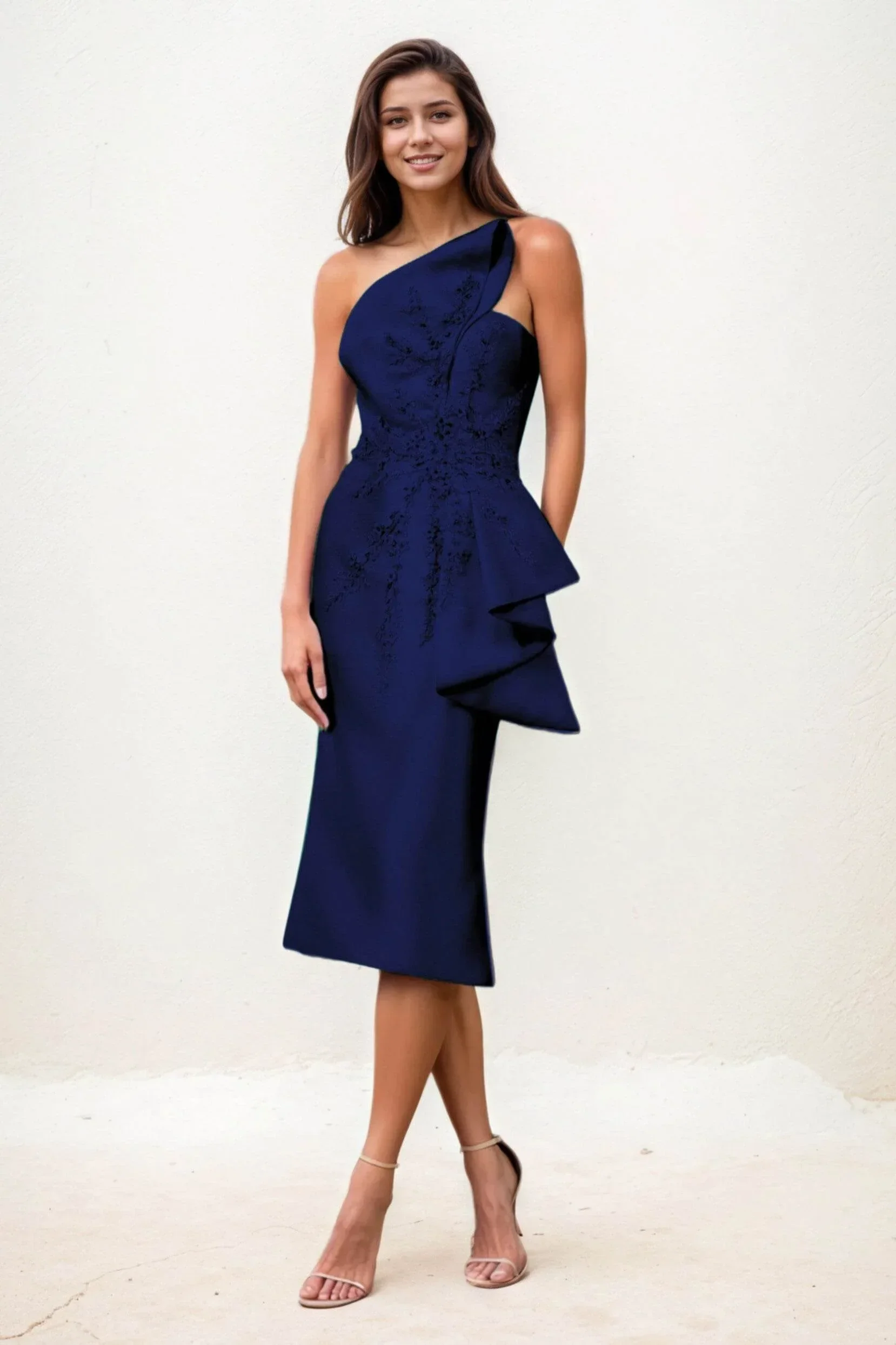 Sheath-Column Midi Satin Wedding Guest Dress CG0292