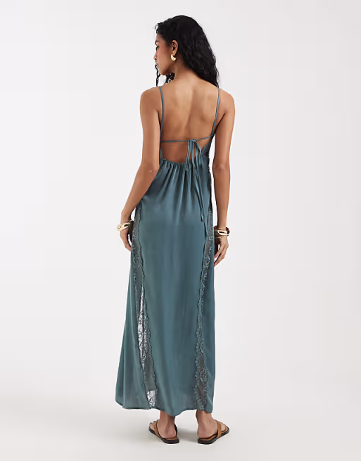 Free People some kind of love maxi slip dress in blue