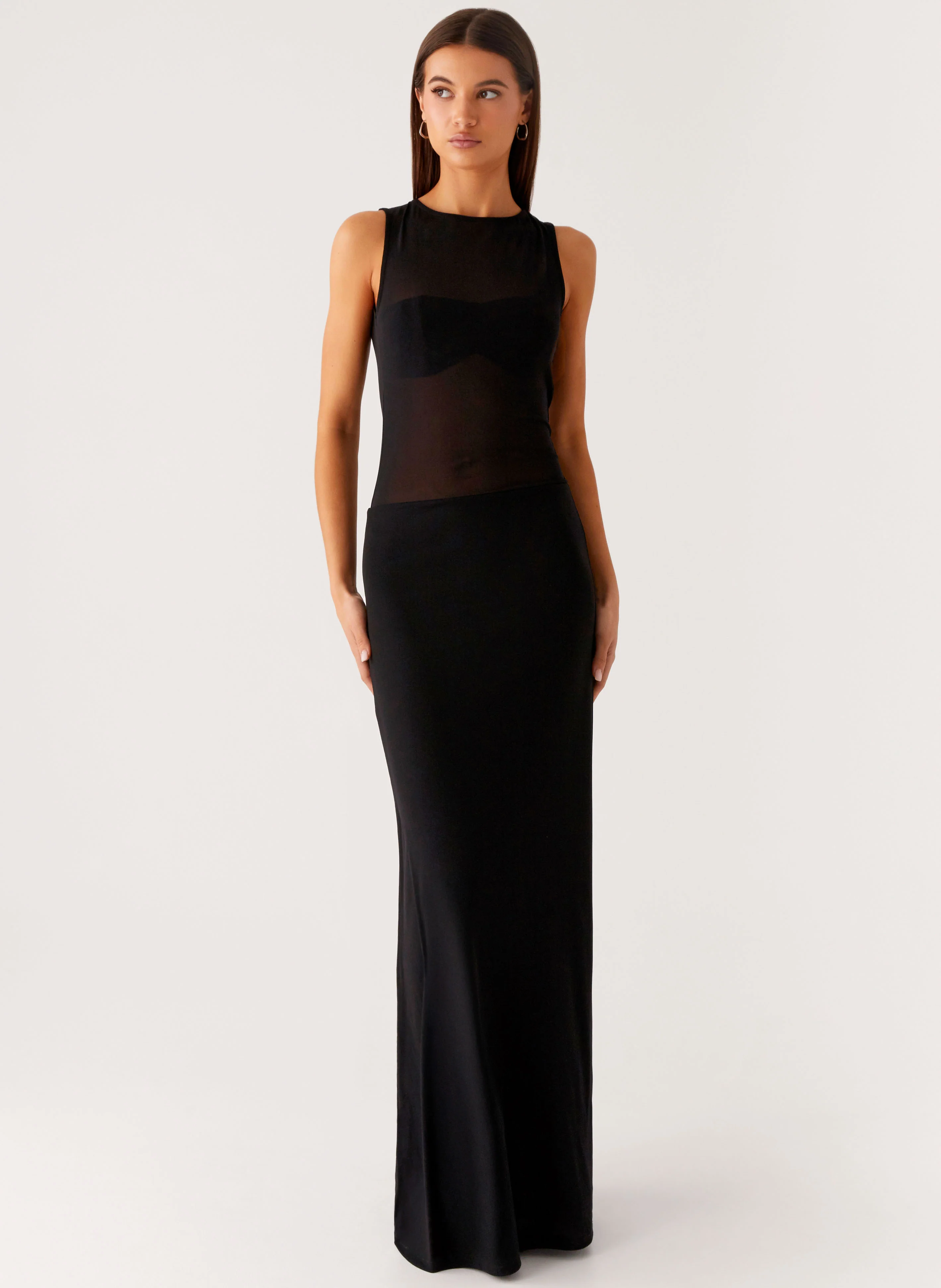 Lyria Mesh Maxi Dress - Black