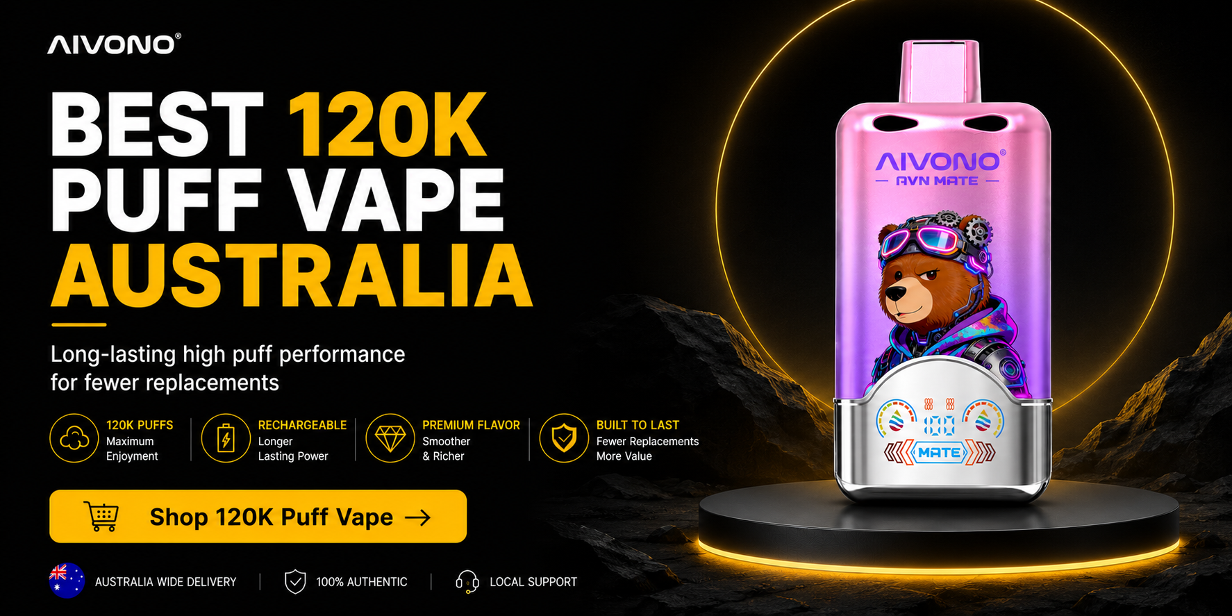 Best 120K puff vape Australia banner by AIVONO