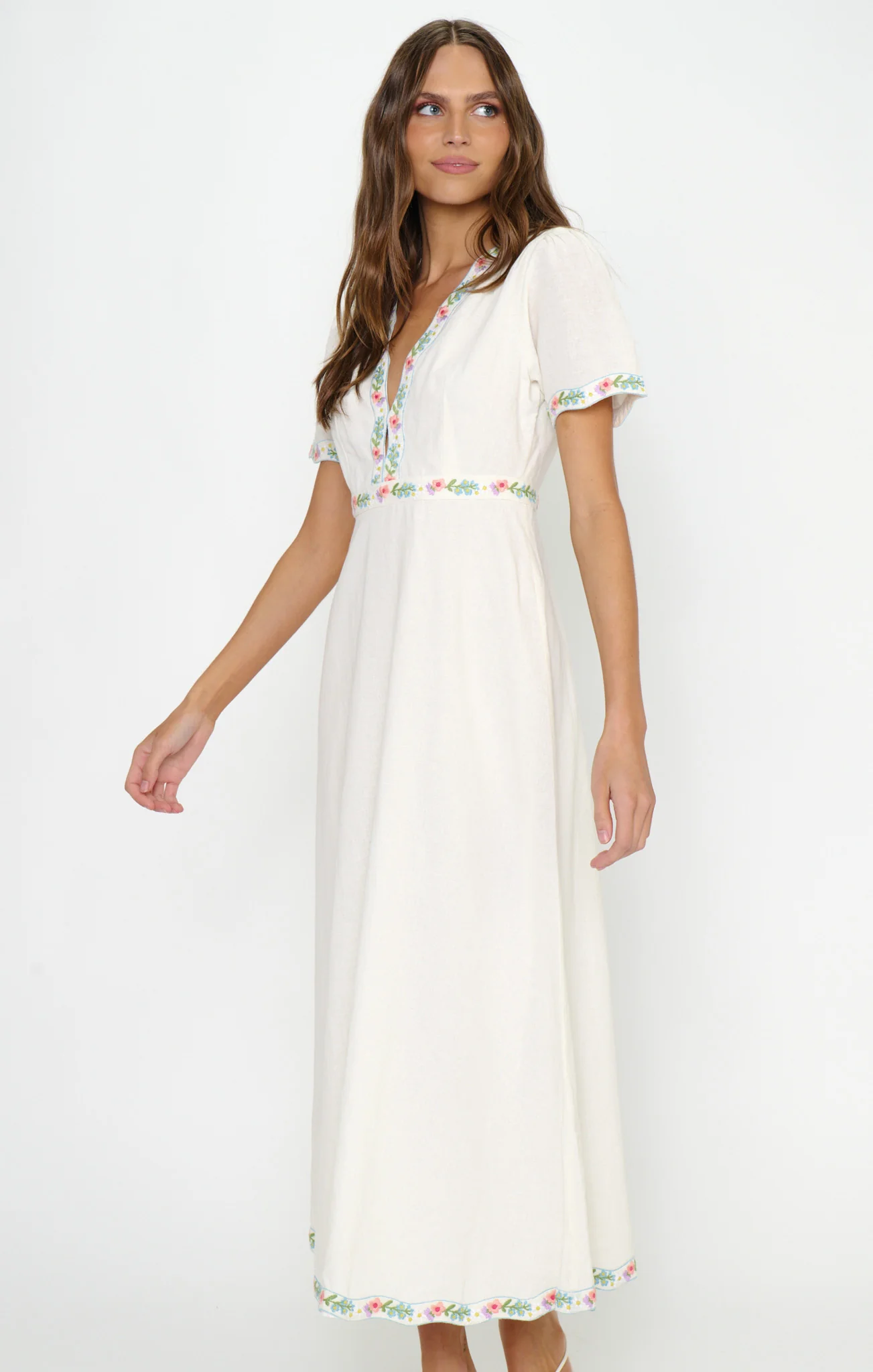 Thea Midi Dress ~ Wild Meadow Embroidery