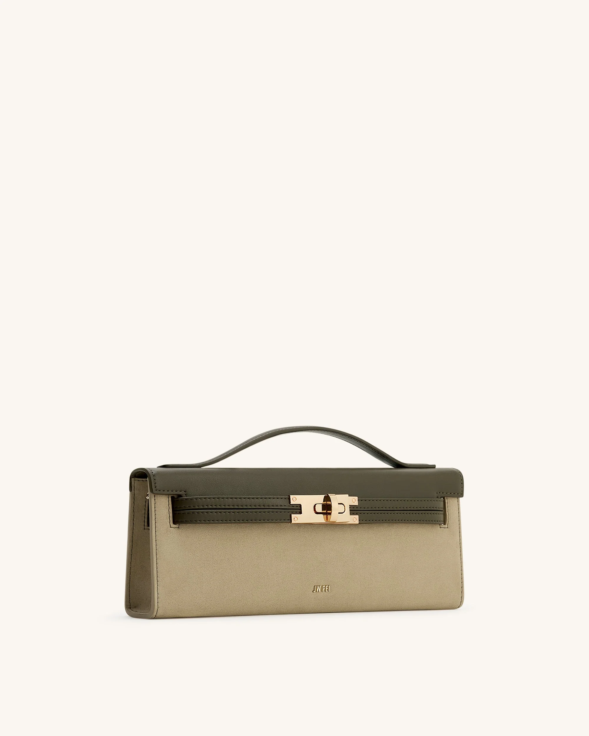Bria Faux Suede Structured Top Handle Bag - Dark Olive