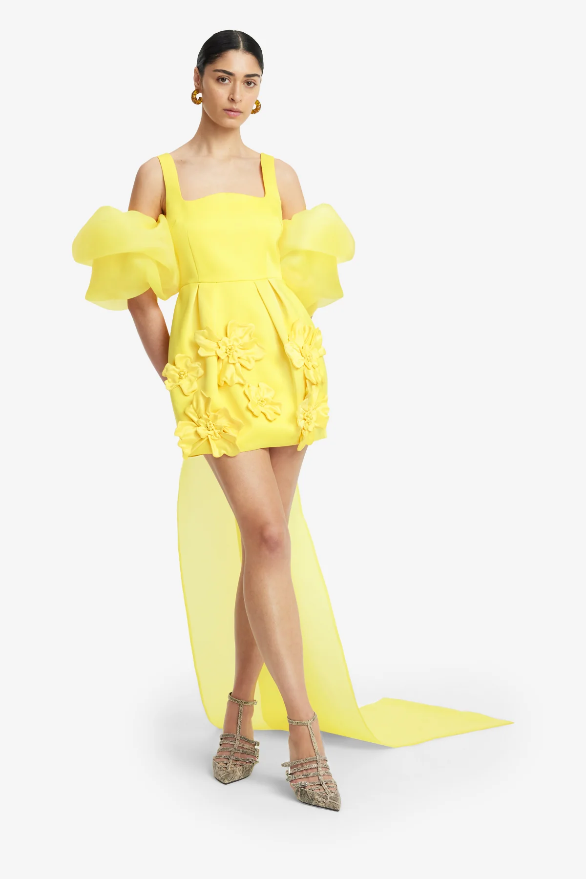 Piper Appliqué Mini Dress & Cape Set – Sunshine
