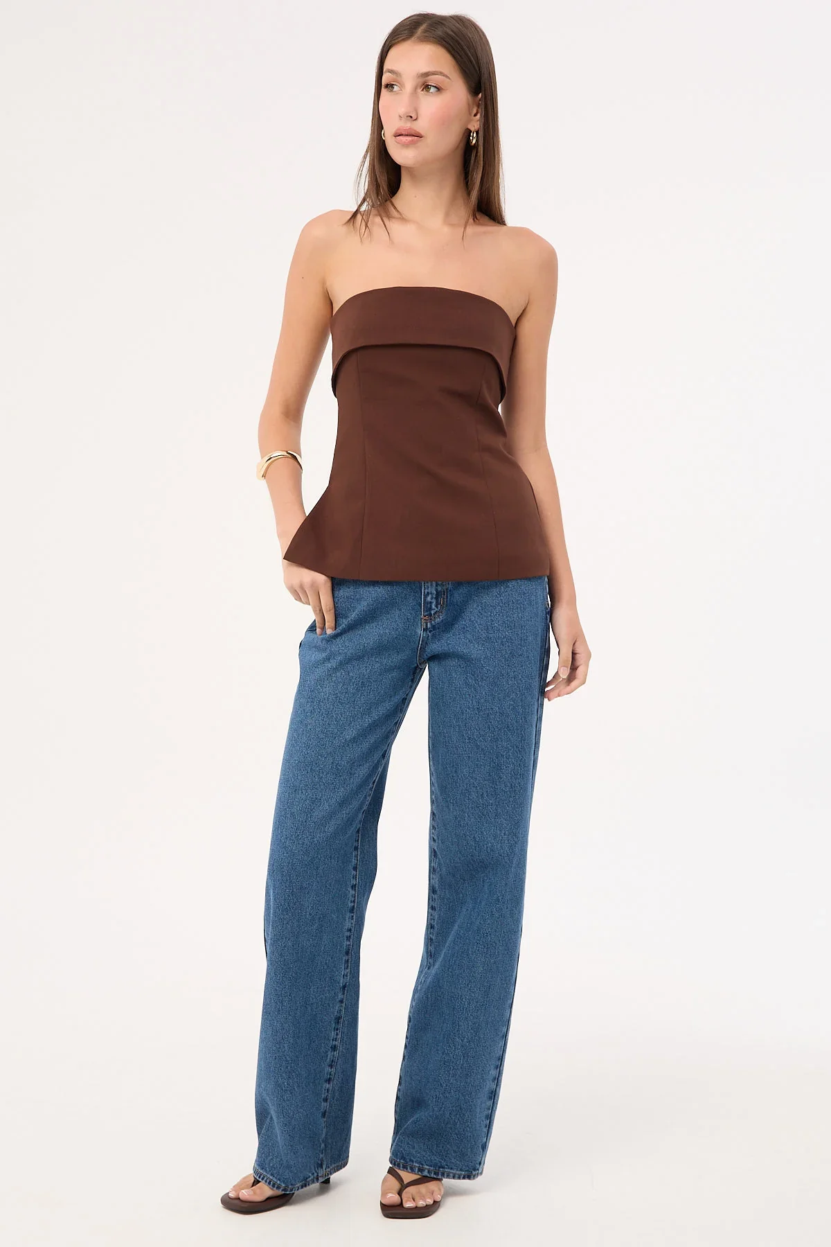 Perfect Stranger Luca Strapless Long Line Top Brown