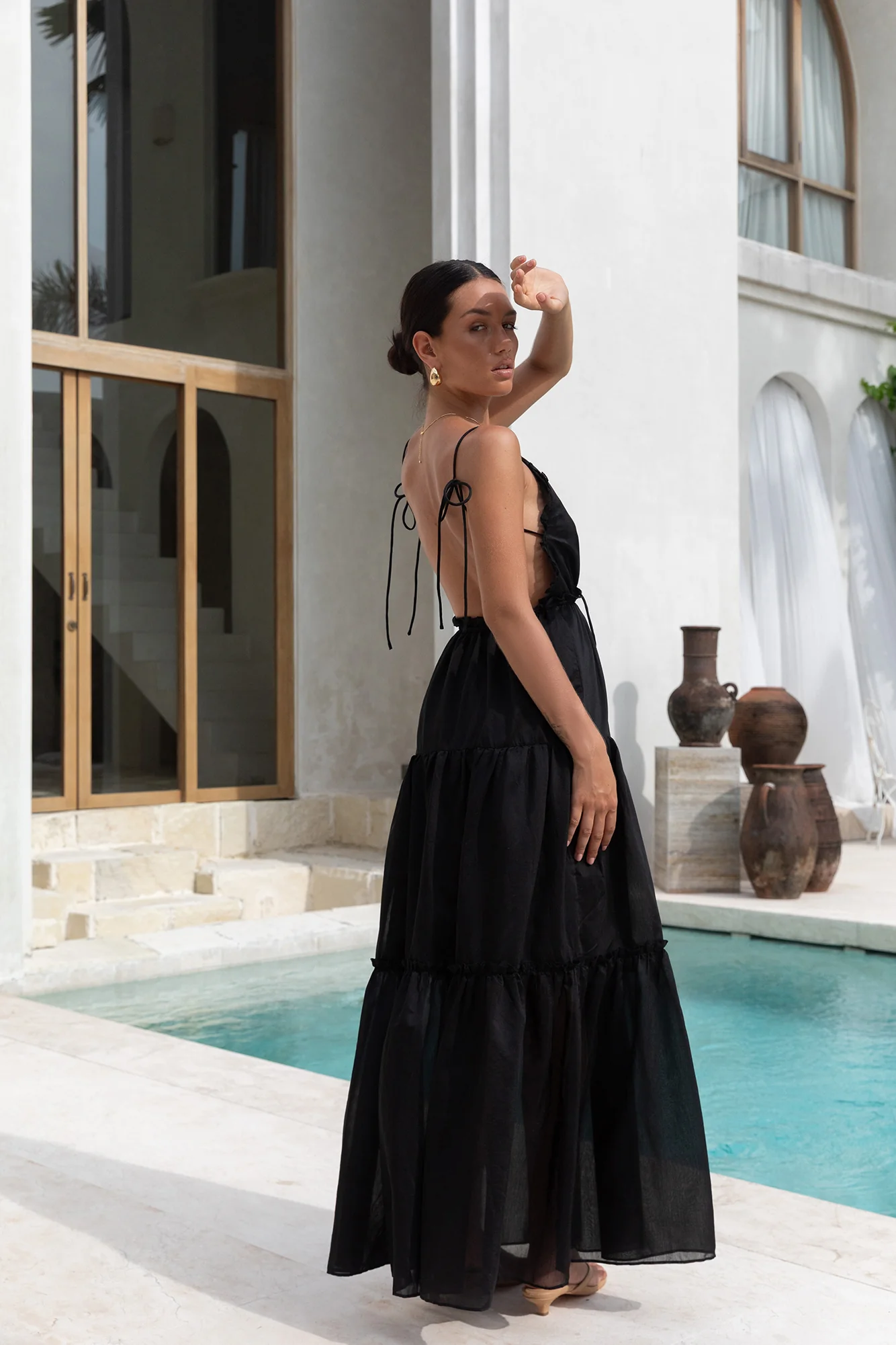 Dance In The Dark Halter Maxi Dress Black