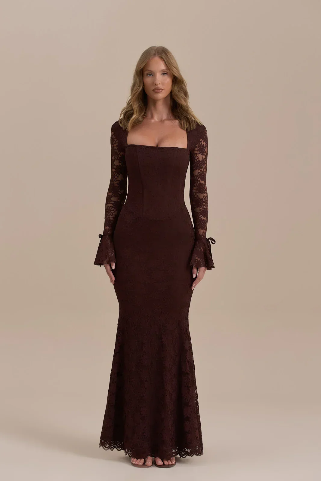 JULIETTE LACE MAXI DRESS | CHOCOLATE