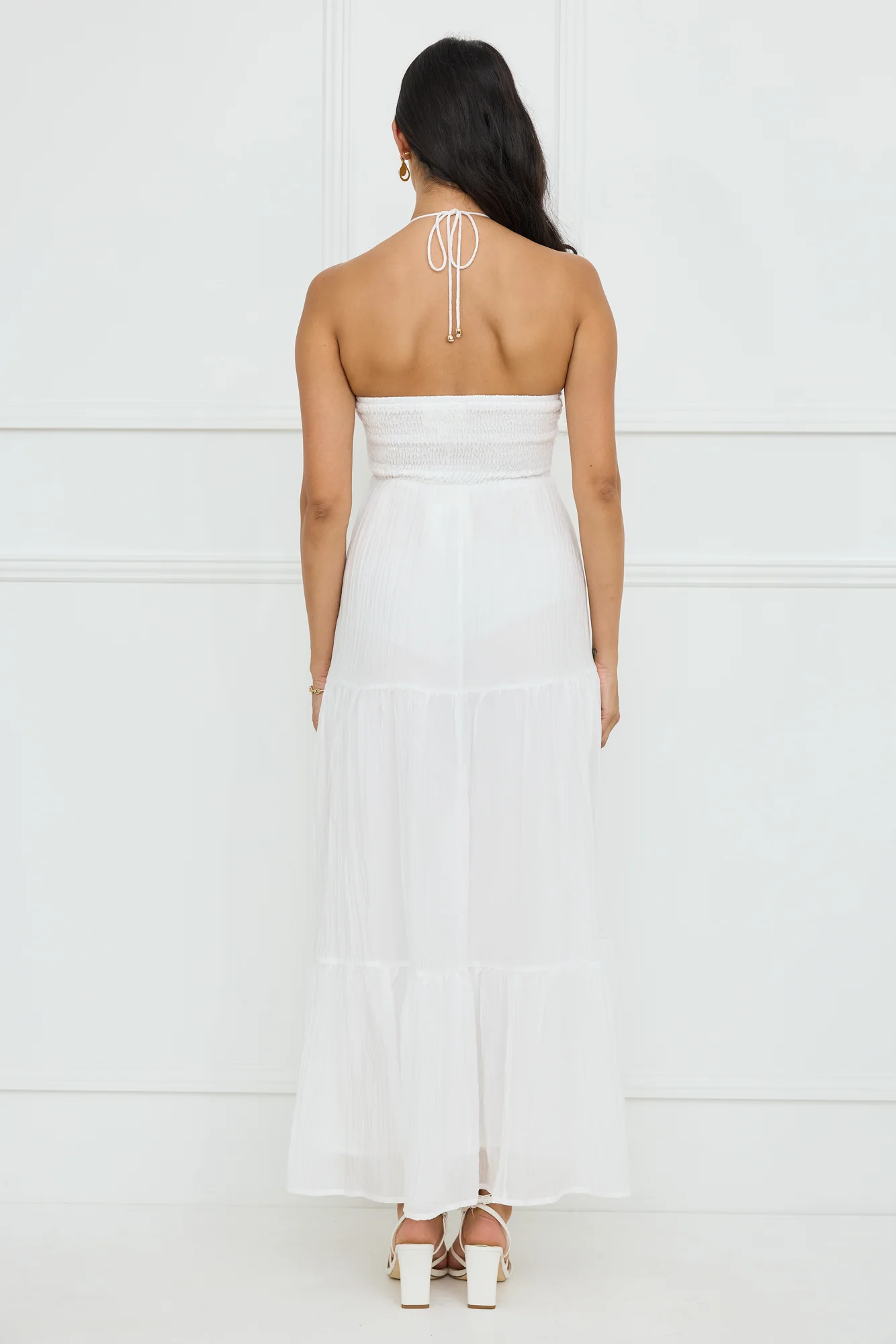 Sunshine Escape Halter Maxi Dress White - luluinthesky