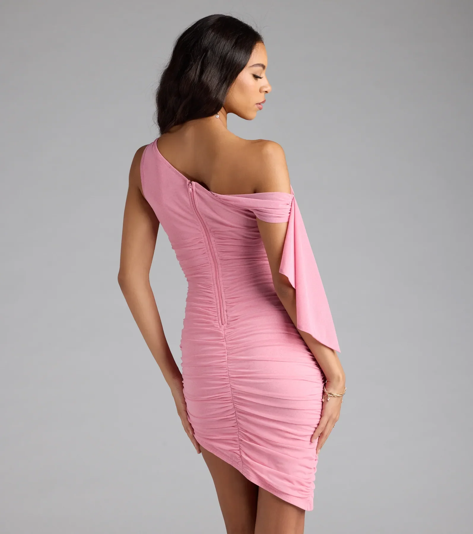 Style Icon Ruffled One-Shoulder Mini Dress