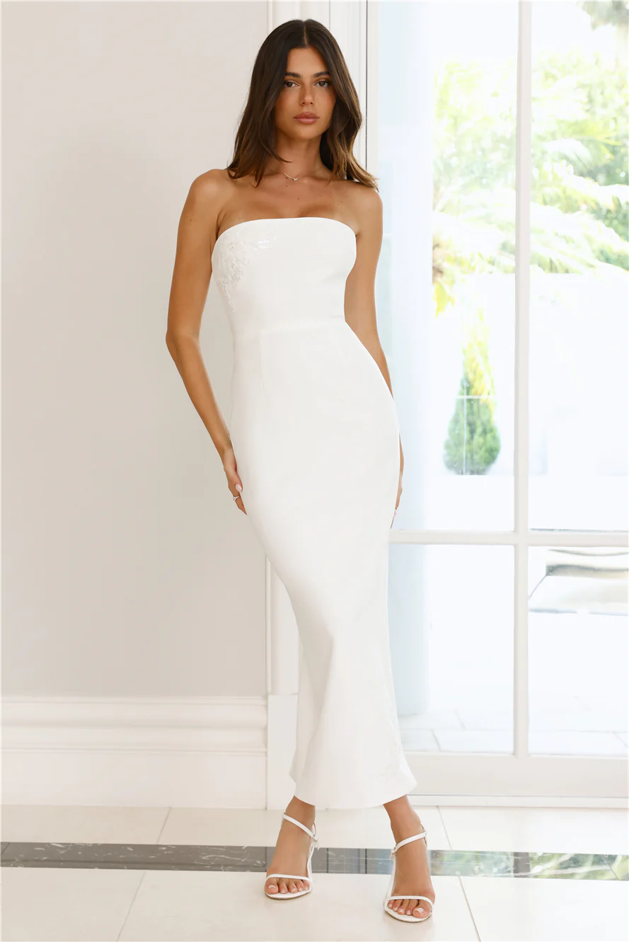 Serenade Of Love Strapless Maxi Dress White - luluinthesky