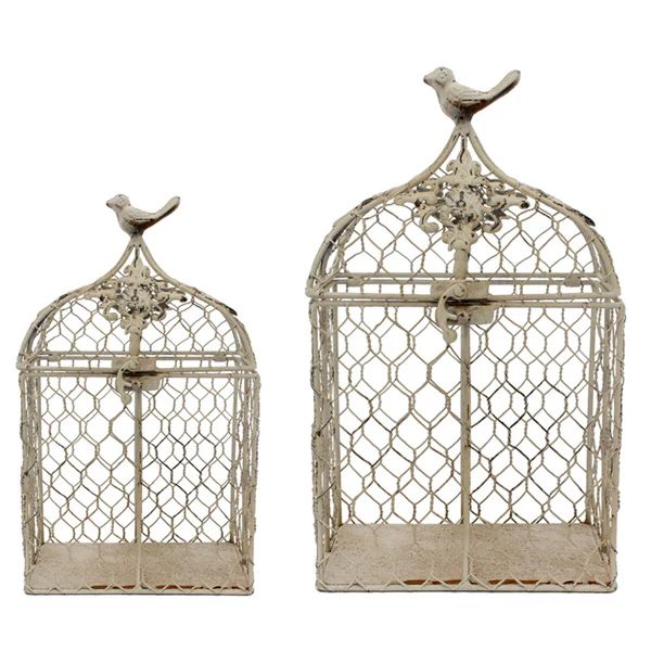 Set 2 Cream Rustic Birdcage