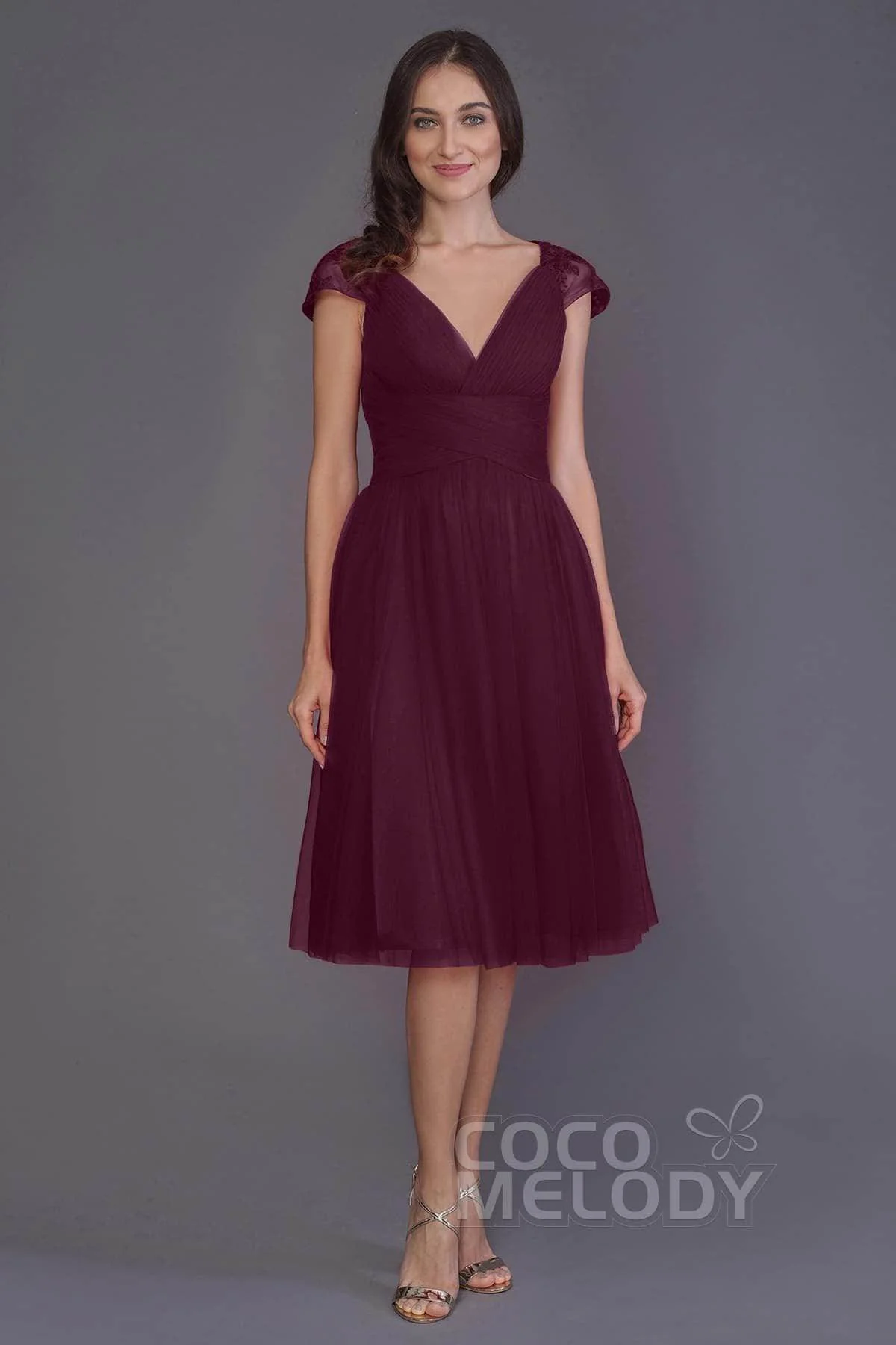 A-Line Knee Length Tulle Bridesmaid Dress PR3515