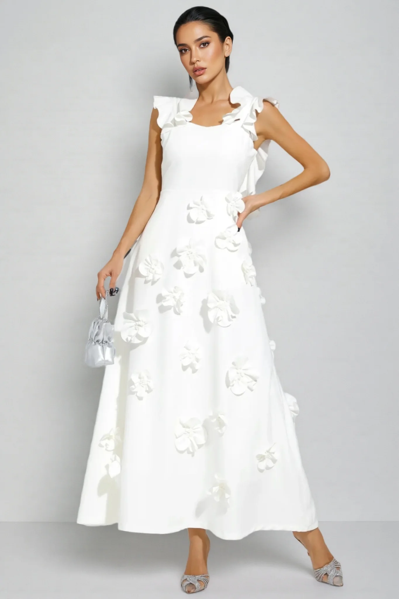 Ismay Spliced Appliques Maxi Dress