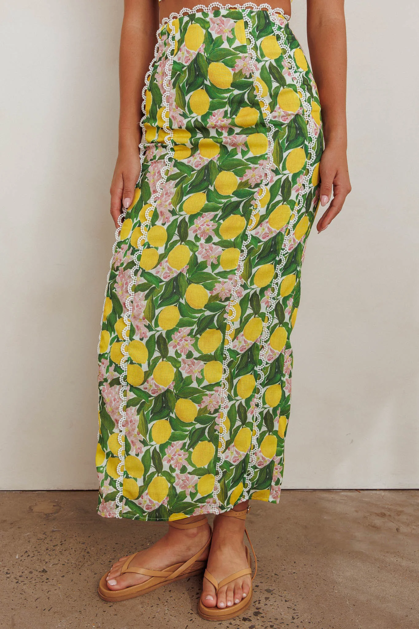 Chamberlain Scallop Trim Maxi Skirt Citrus Lemon