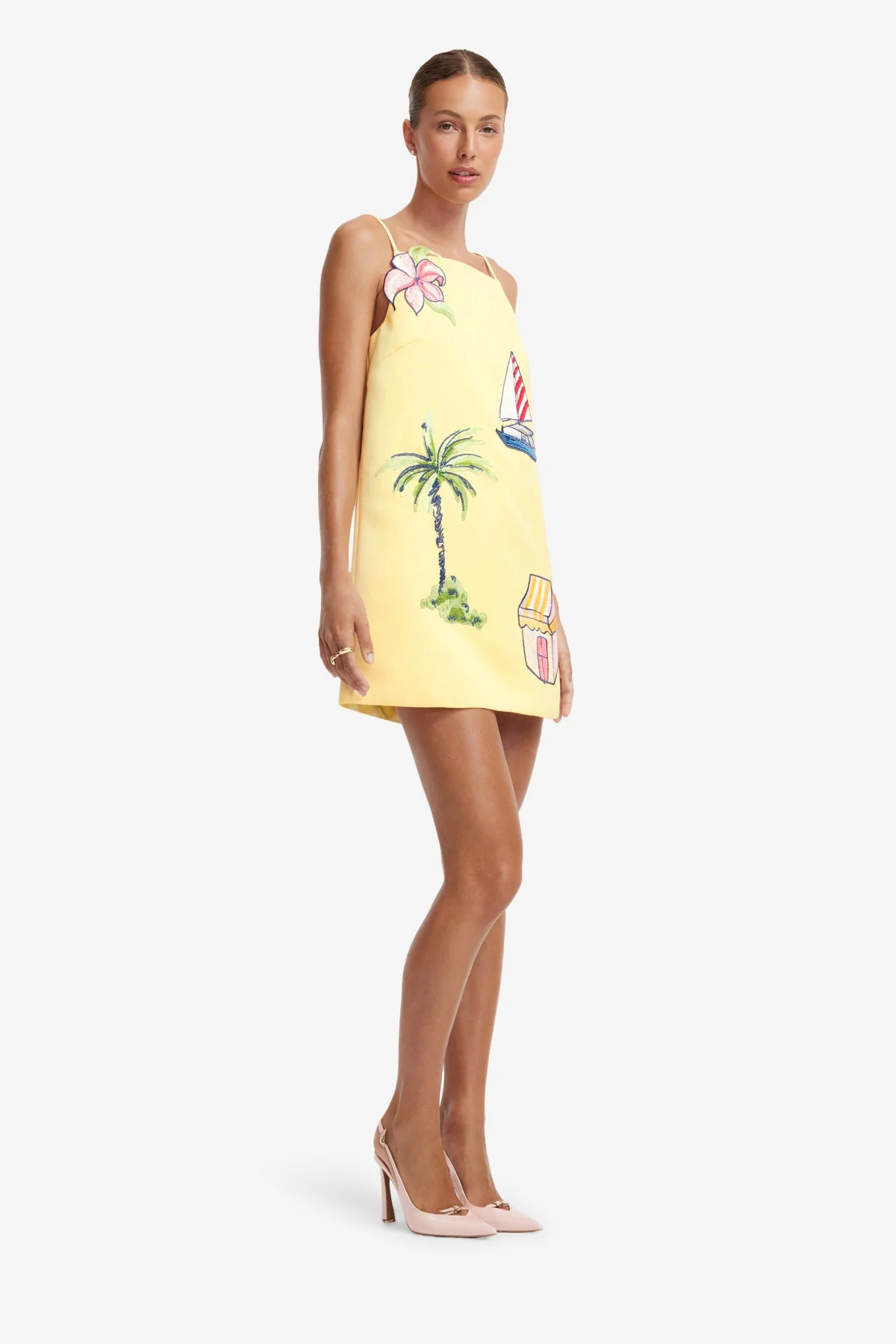Leia Embroidered Mini Dress - Havana Print - luluinthesky