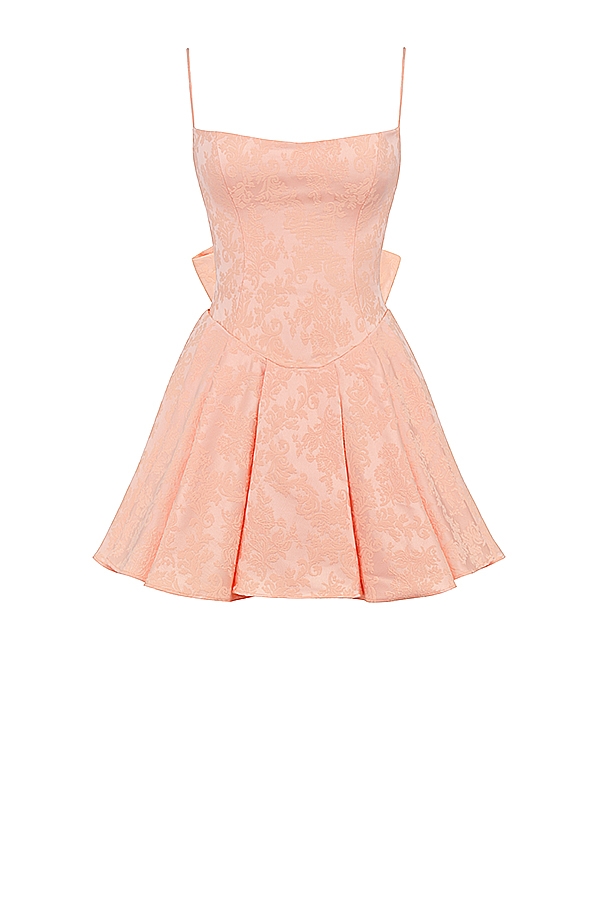 Peach Jacquard Mini Bow Gown