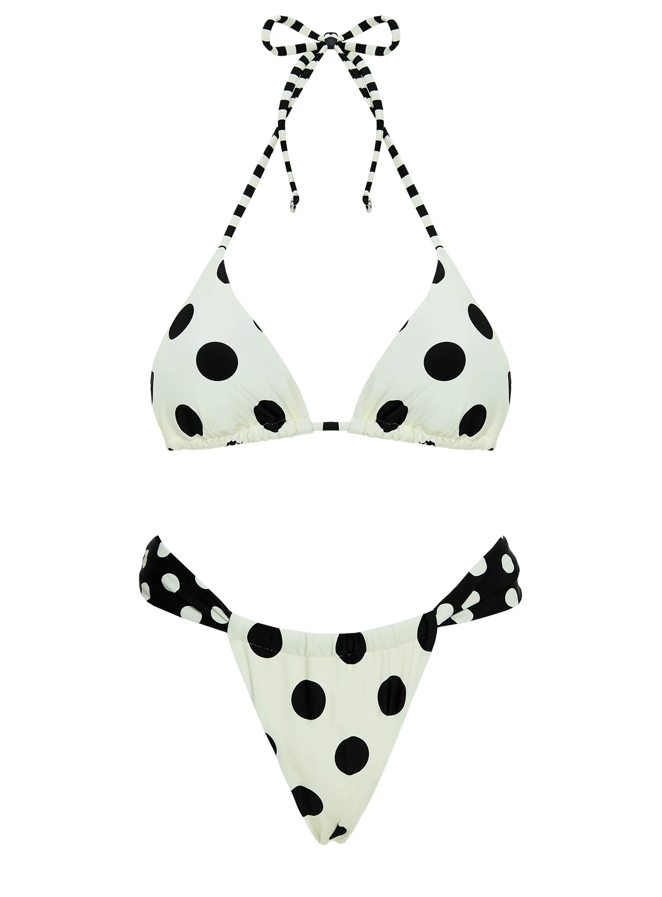 Jenner Triangle Bikini Top Cream / Polka Dot