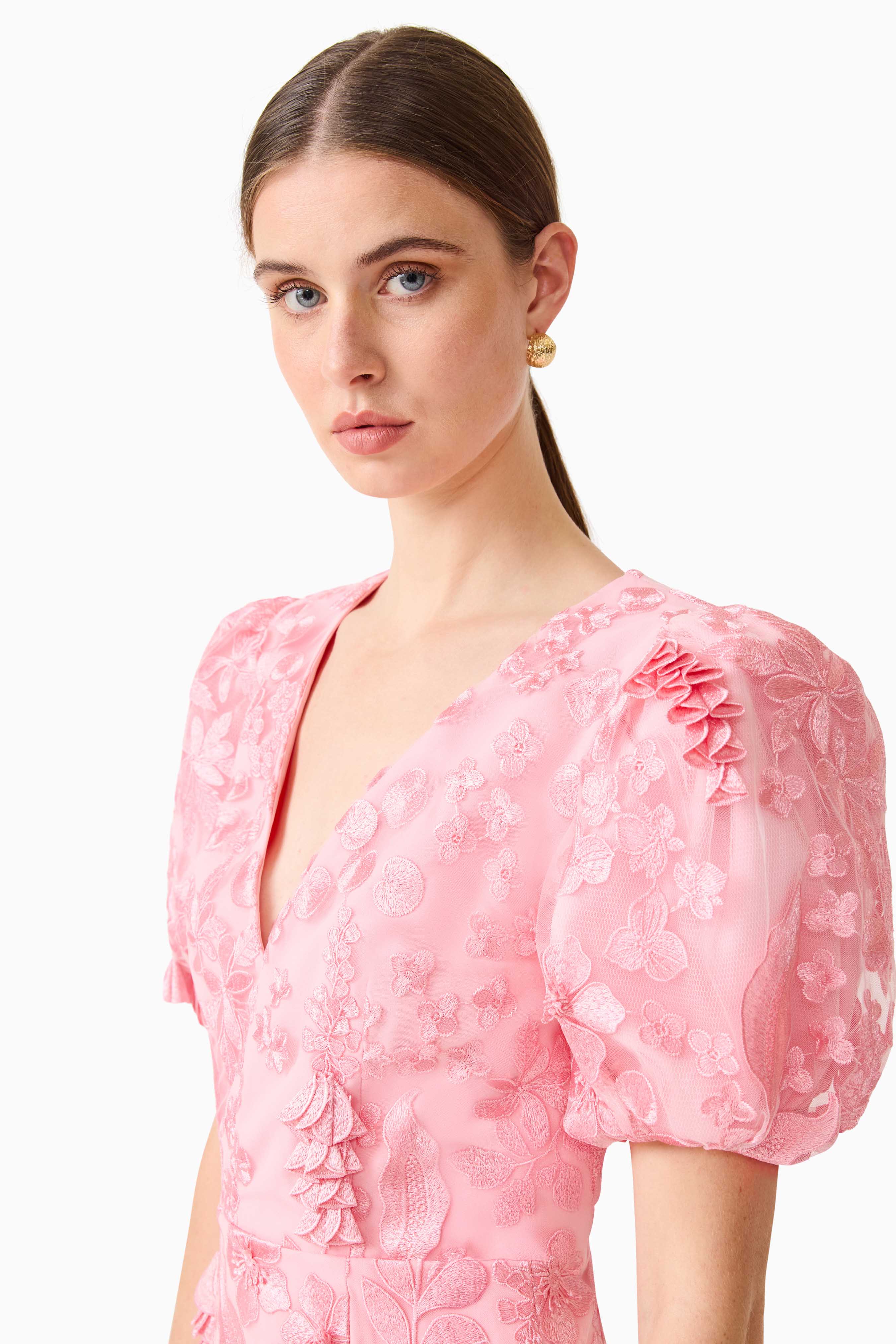 Monique Puff Sleeve Mini Dress in Pink