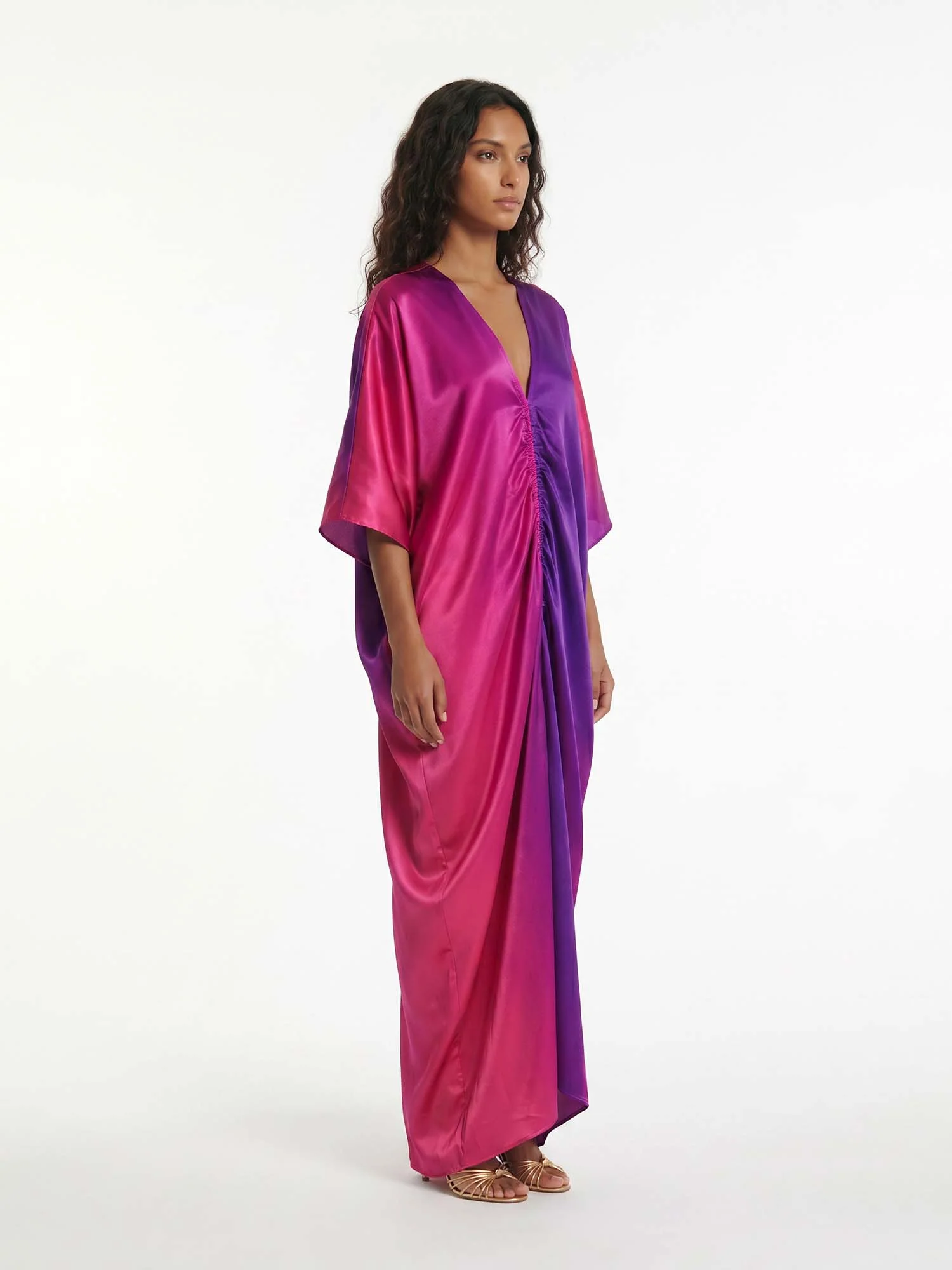 Violet Ombre Drape Maxi Dress