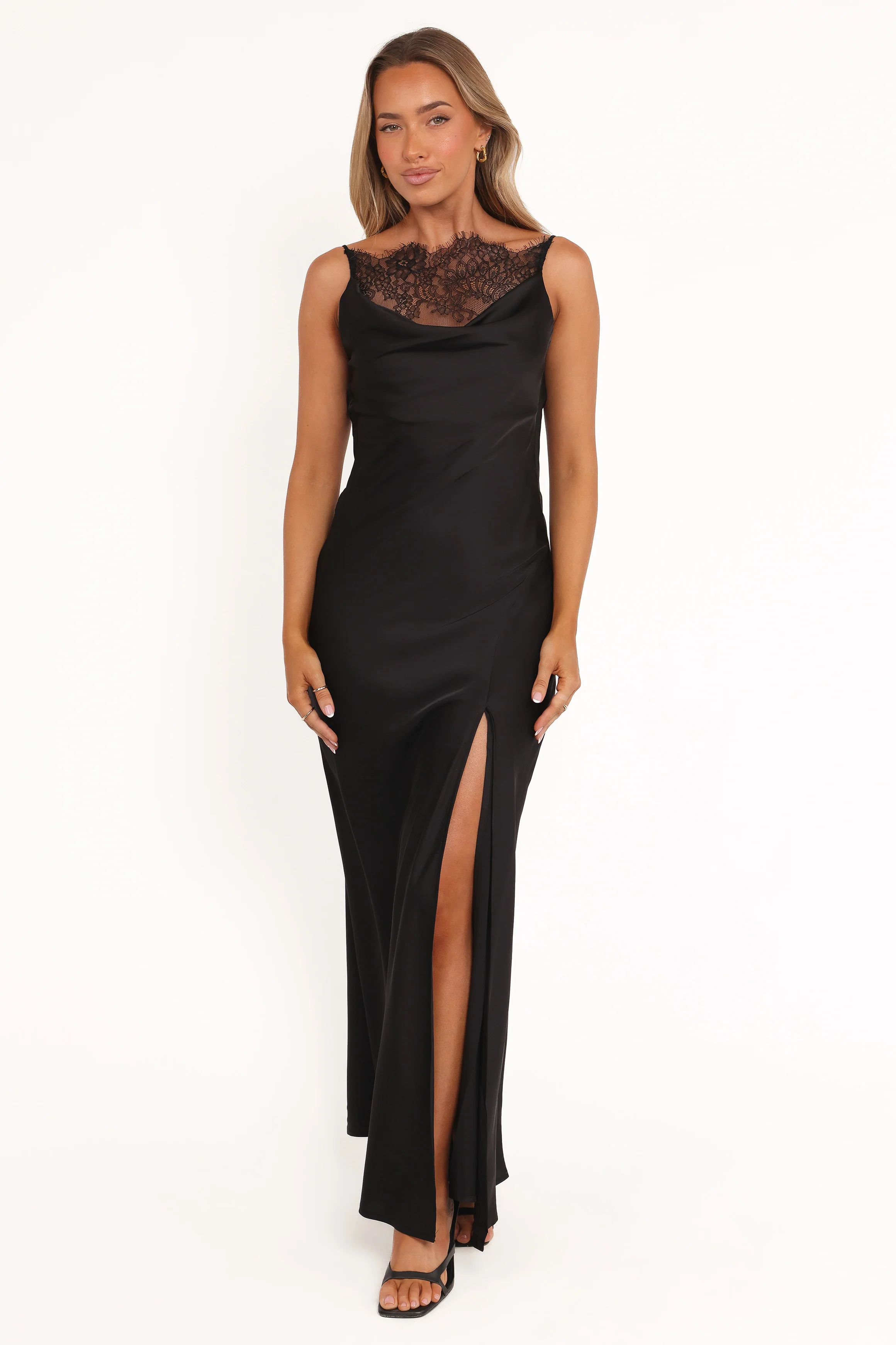 Evana Lace Maxi Dress - Black