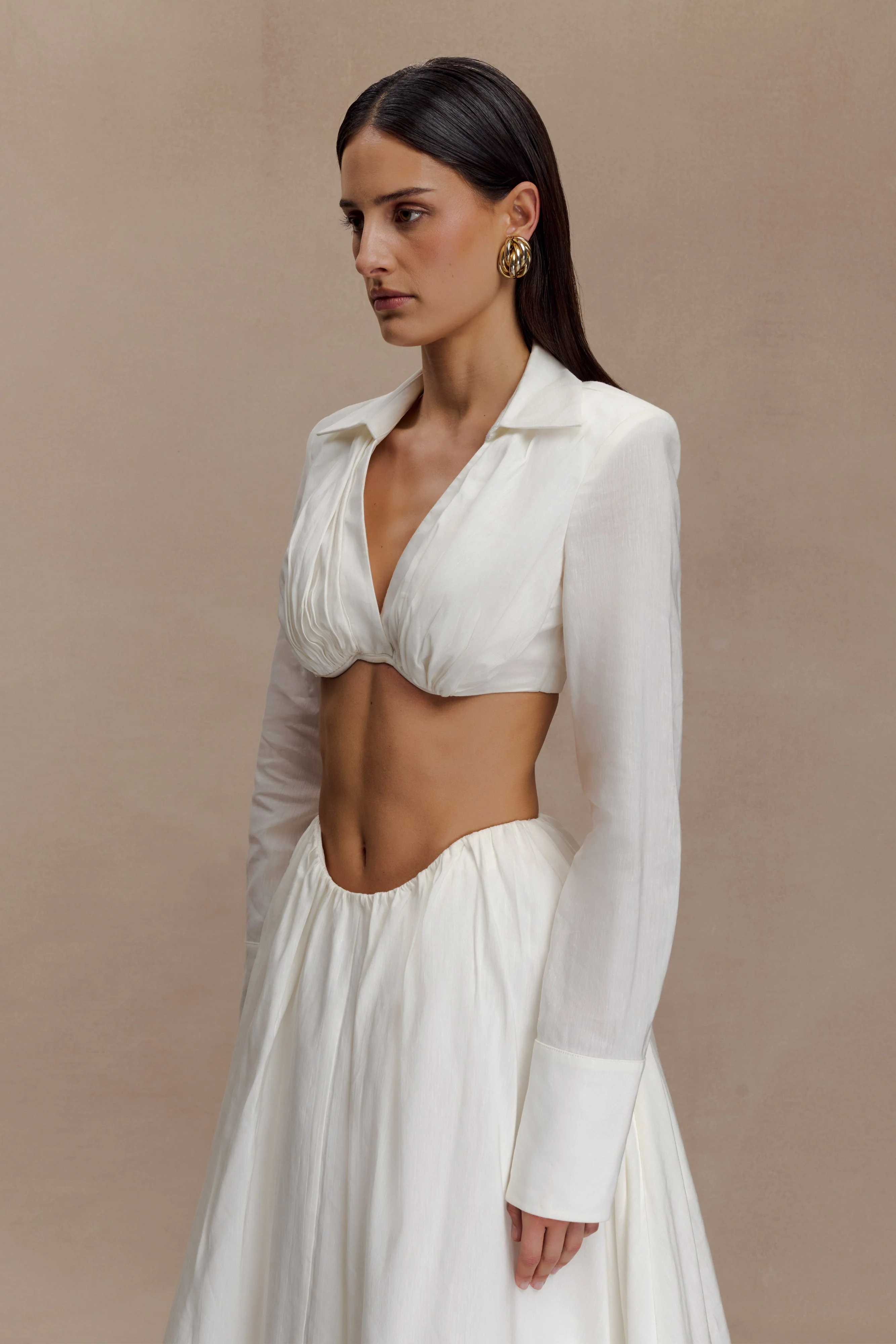 Greta Shirt Bra - White