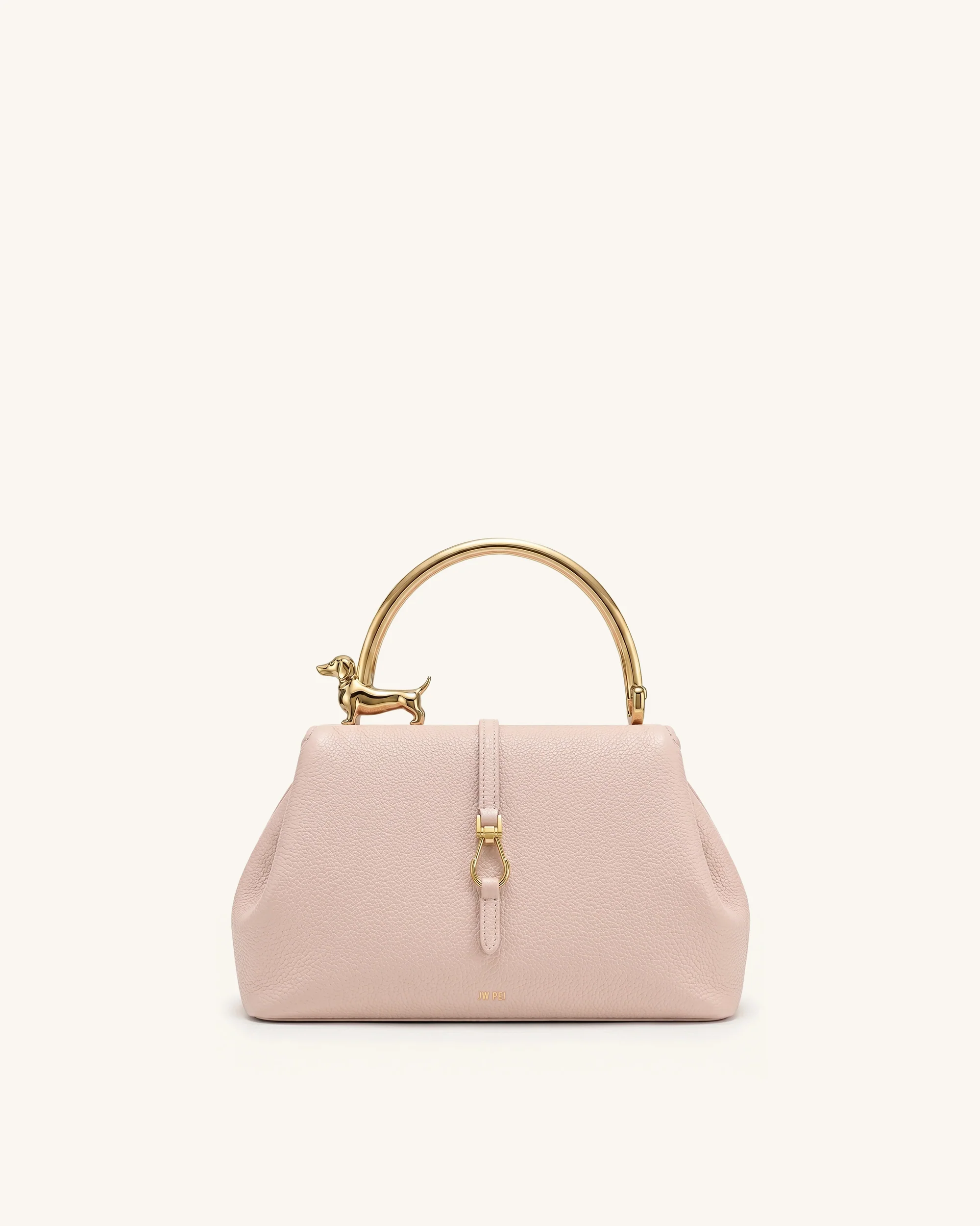 Bruna Dachshund Metal Handle Top Handle Bag - Light Pink