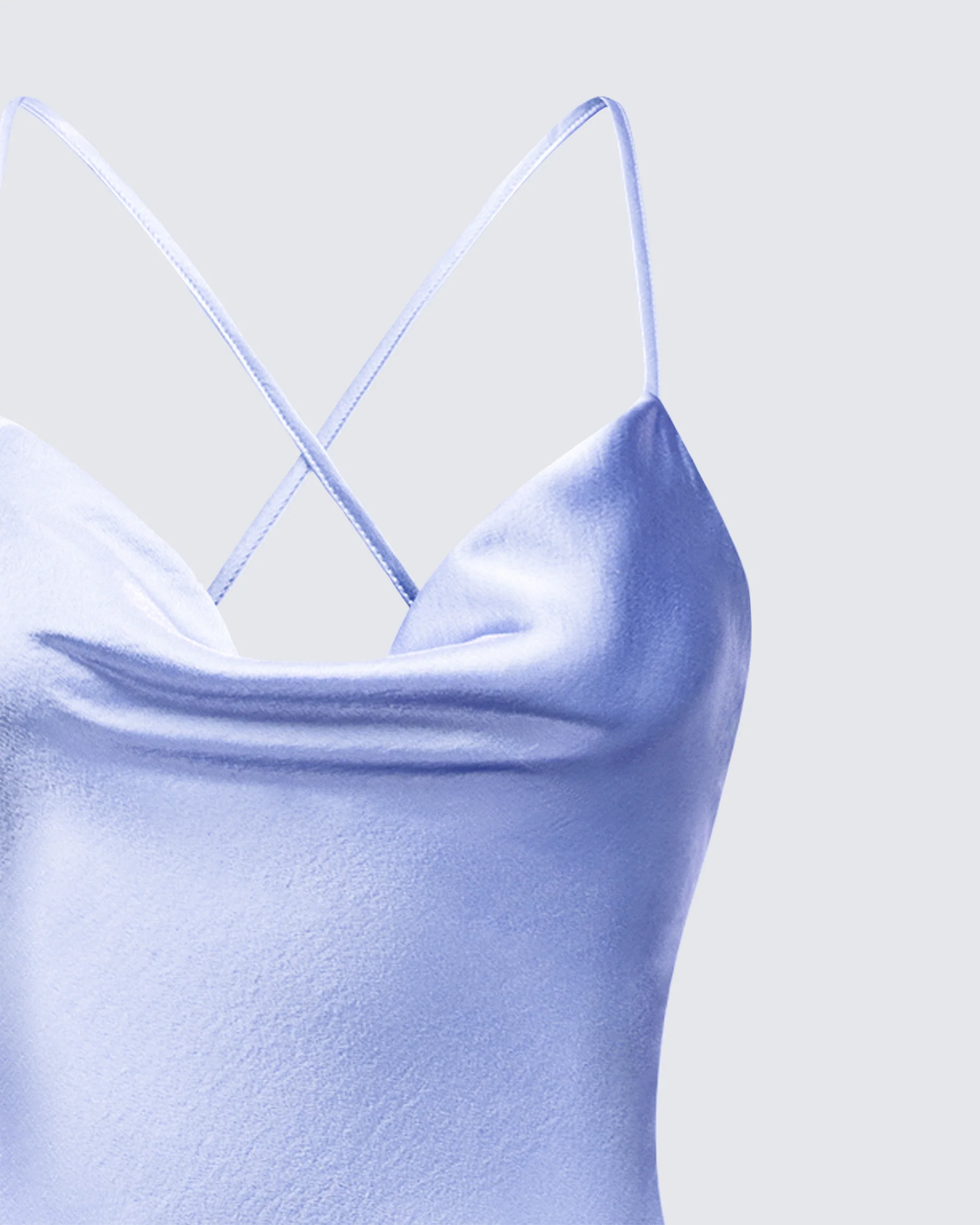 Elspeth Blue Satin Bias Slip Maxi Dress