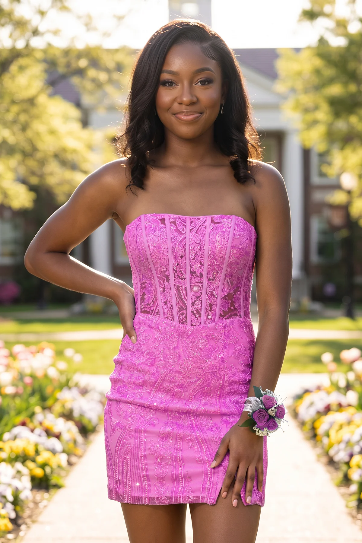 Turquoise Strapless Bodycon Appliqued Mini Homecoming Dresses With Slit