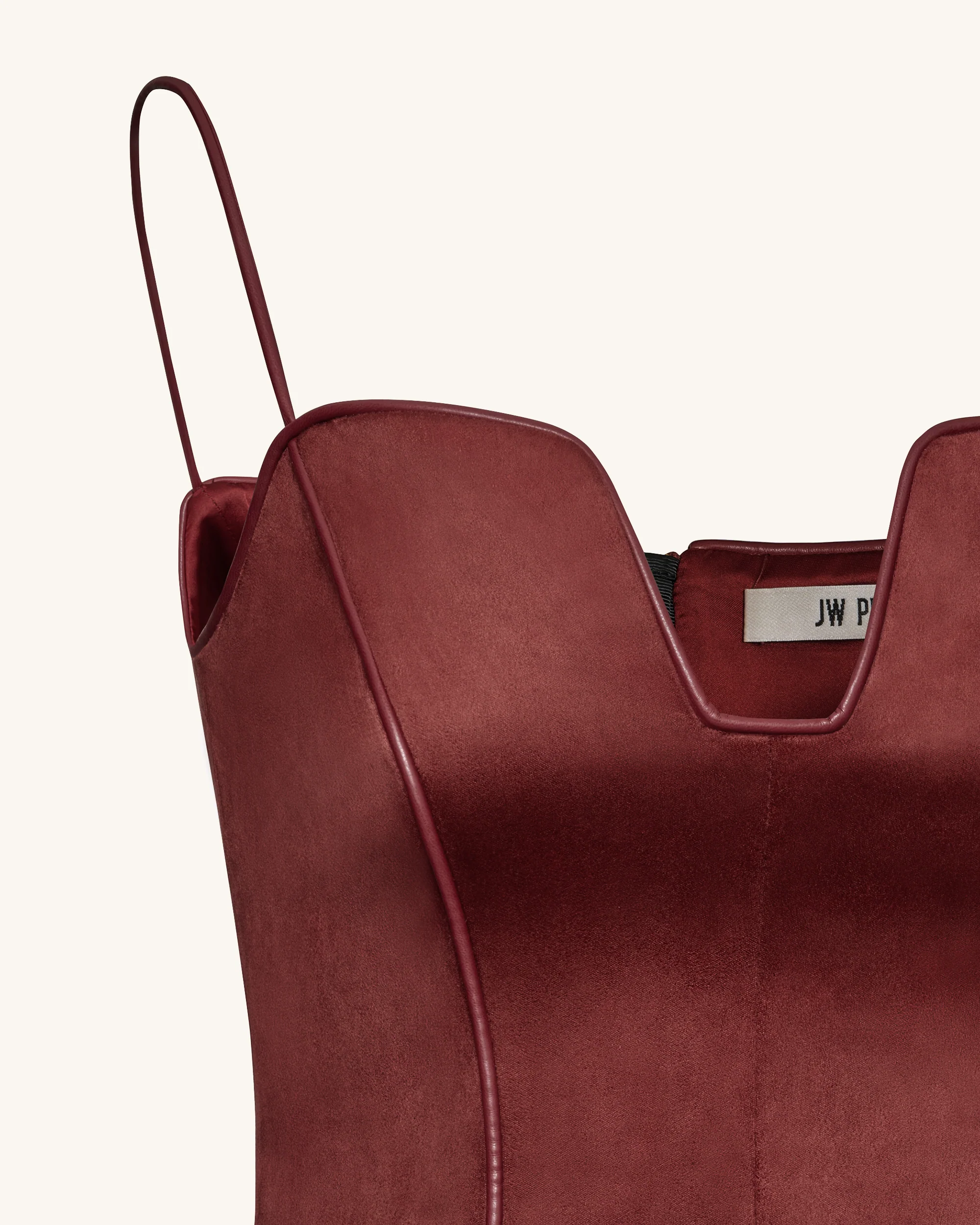 Eva Spaghetti Strap Sueded Dress - Burgundy - FASHION NOB