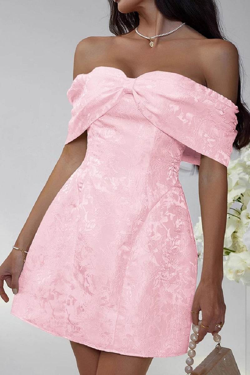 A-Line Mini Jacquard Satin Dress 911548528871