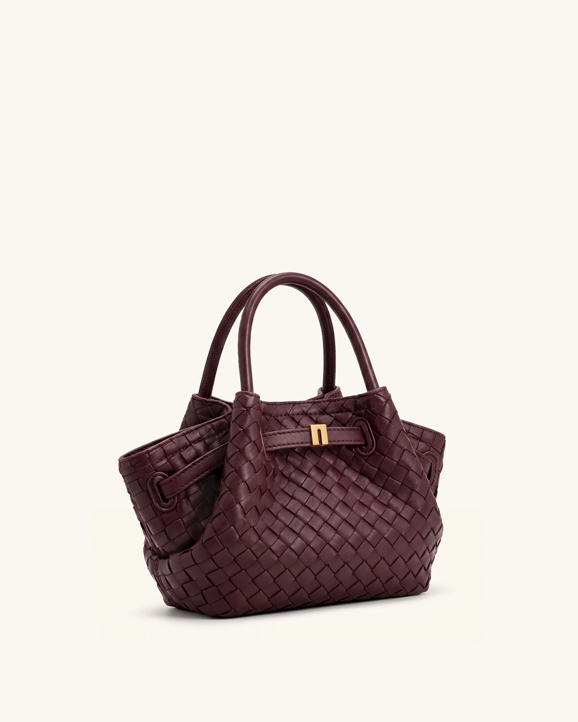 Hana Mini Woven Tote Bag - Dark Burgundy