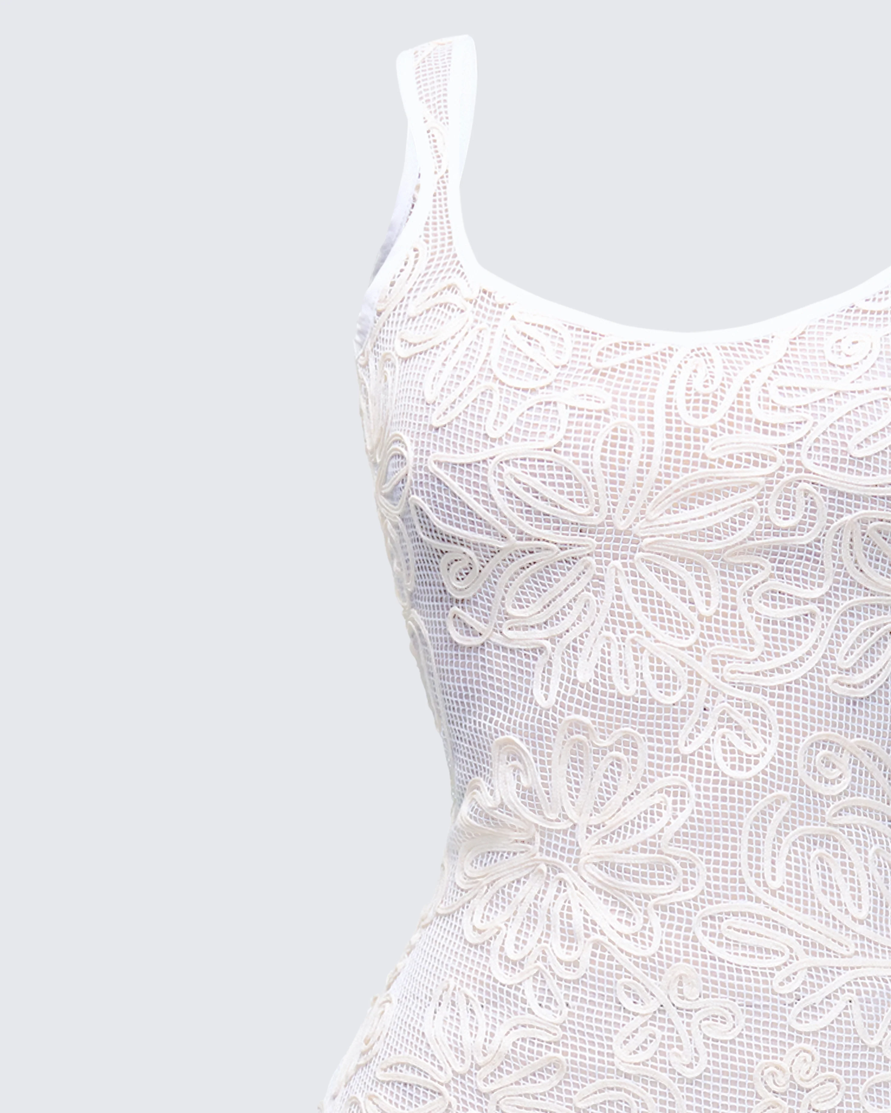 Nayela White Mesh Maxi Dress
