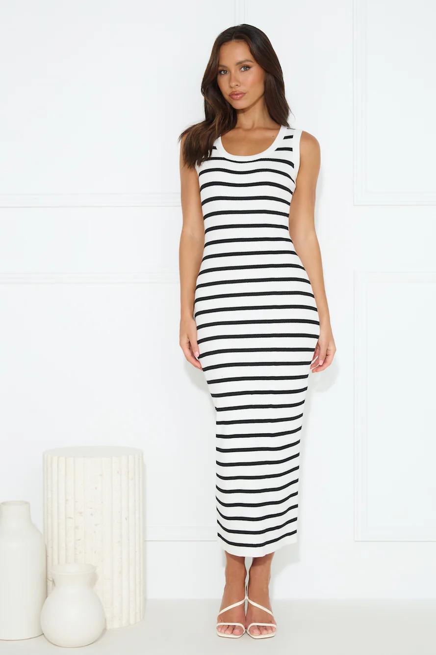 Take Your Place Knit Ribbed Maxi Dress White - luluinthesky
