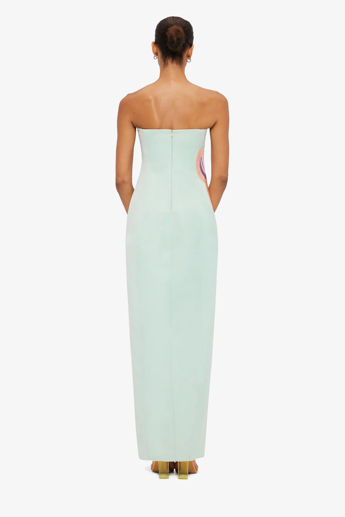 Clemence Embroidered Split Maxi Dress - Hibiscus in Pistachio