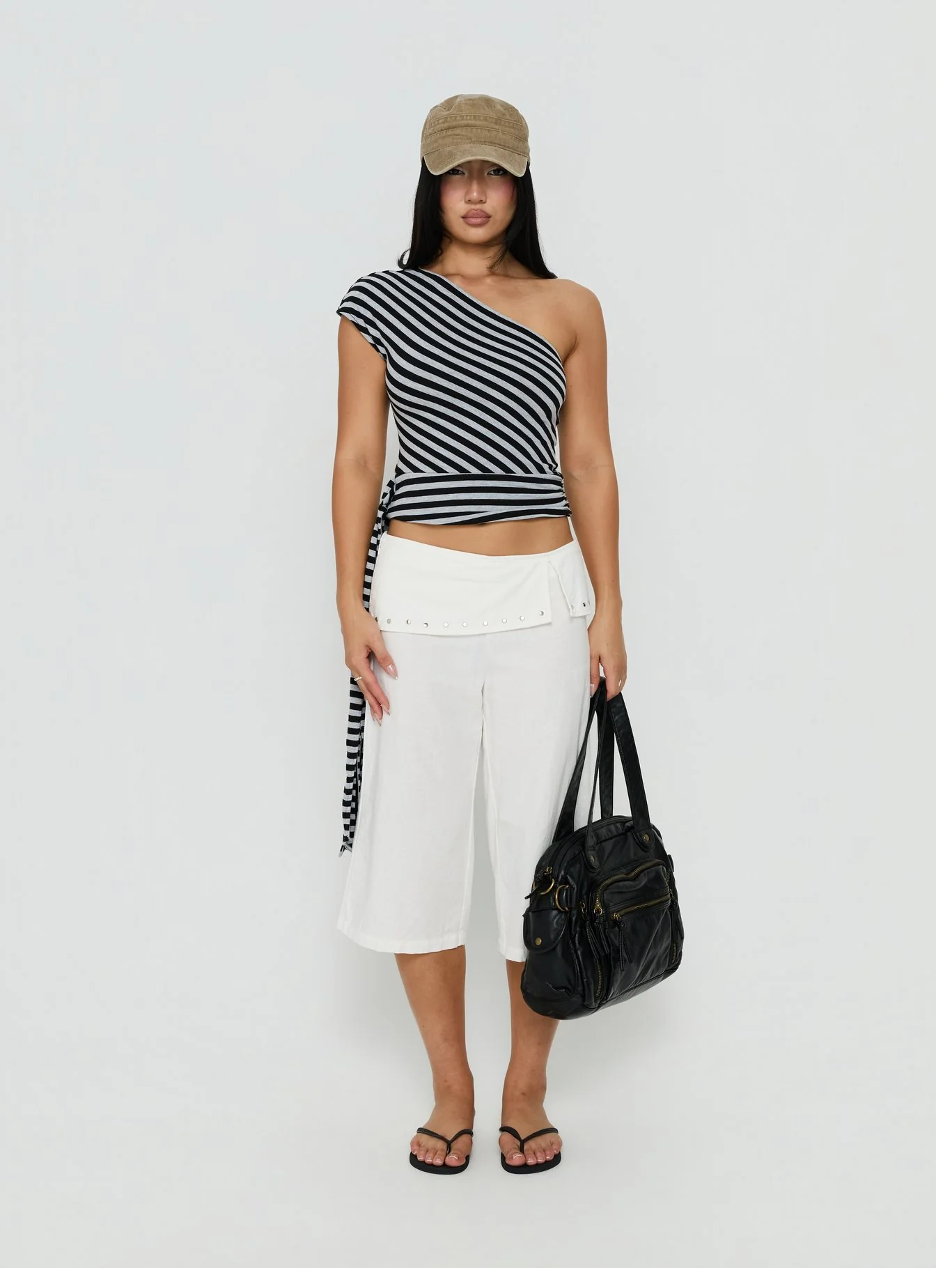Lost Connection One Shoulder Top Multi Stripe