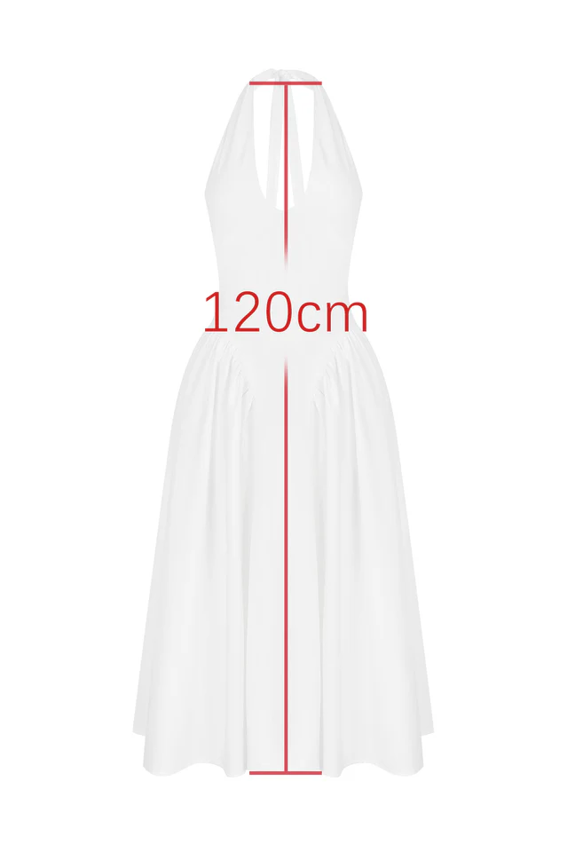 Marilyn White Cotton Halter Midi Sundress